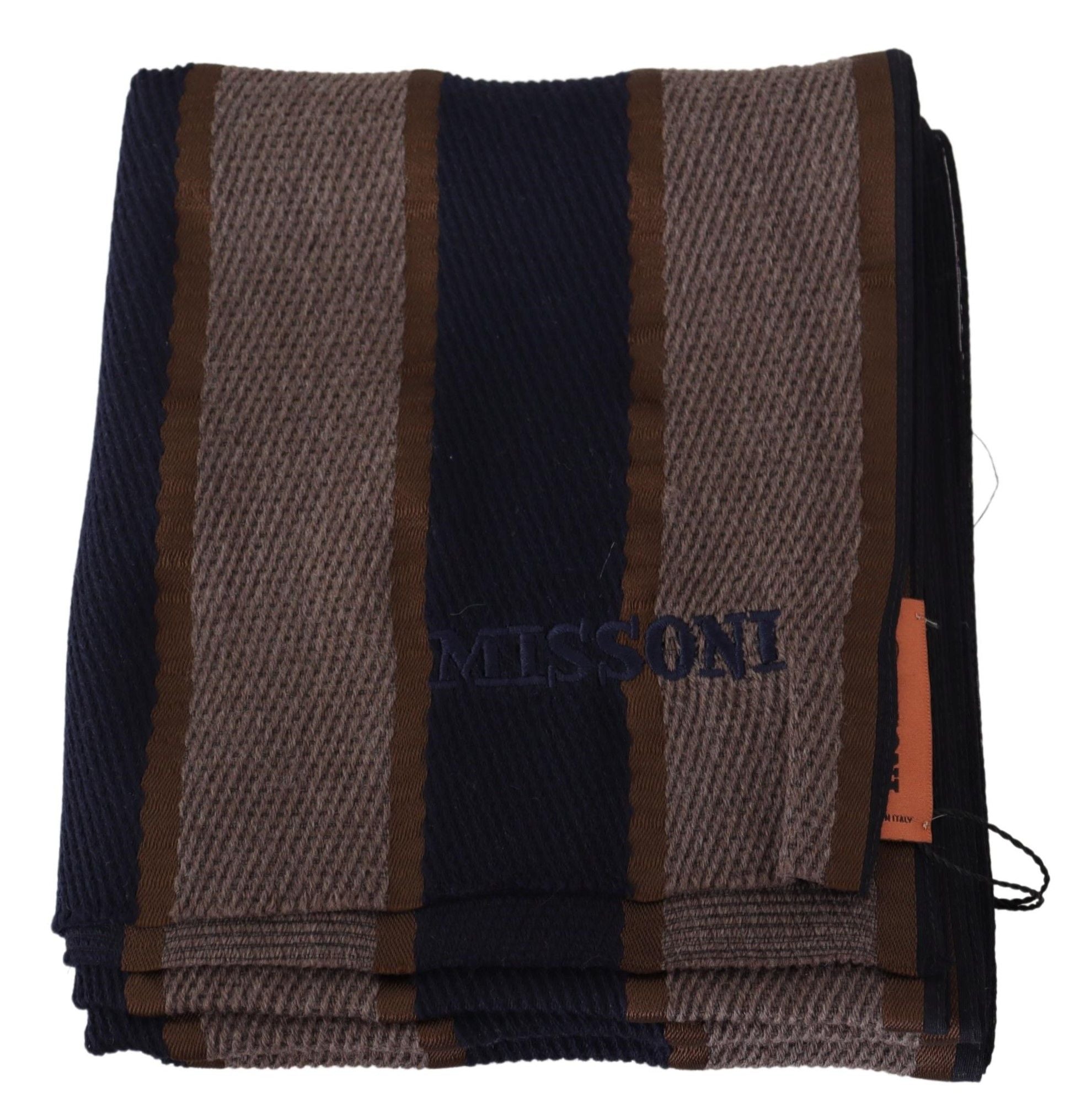 Кафяви вълнени раирани унисекс шалове за вратни шалове Missoni