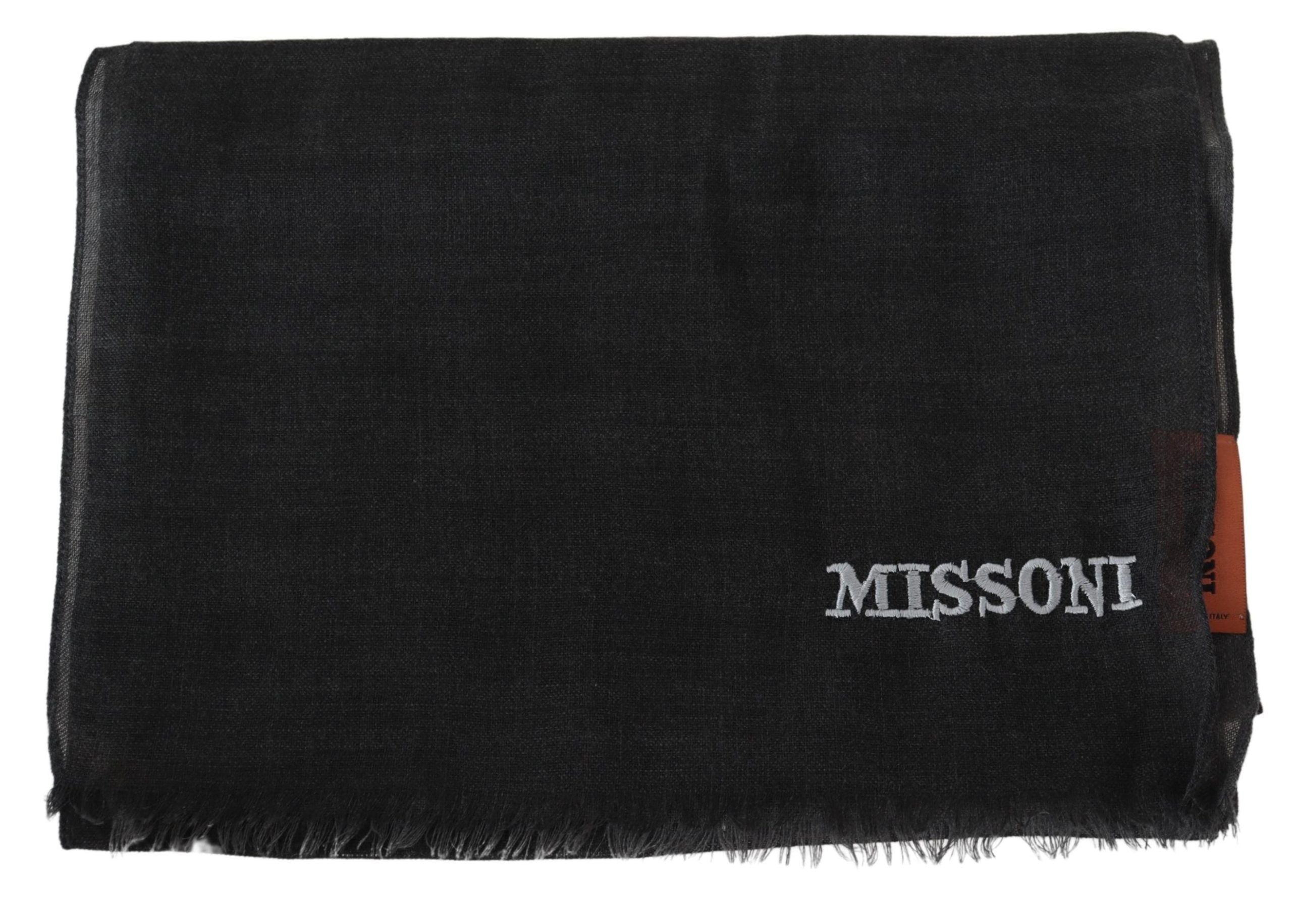 Missoni сив вълнен унисекс шал с ресни, шал с лого