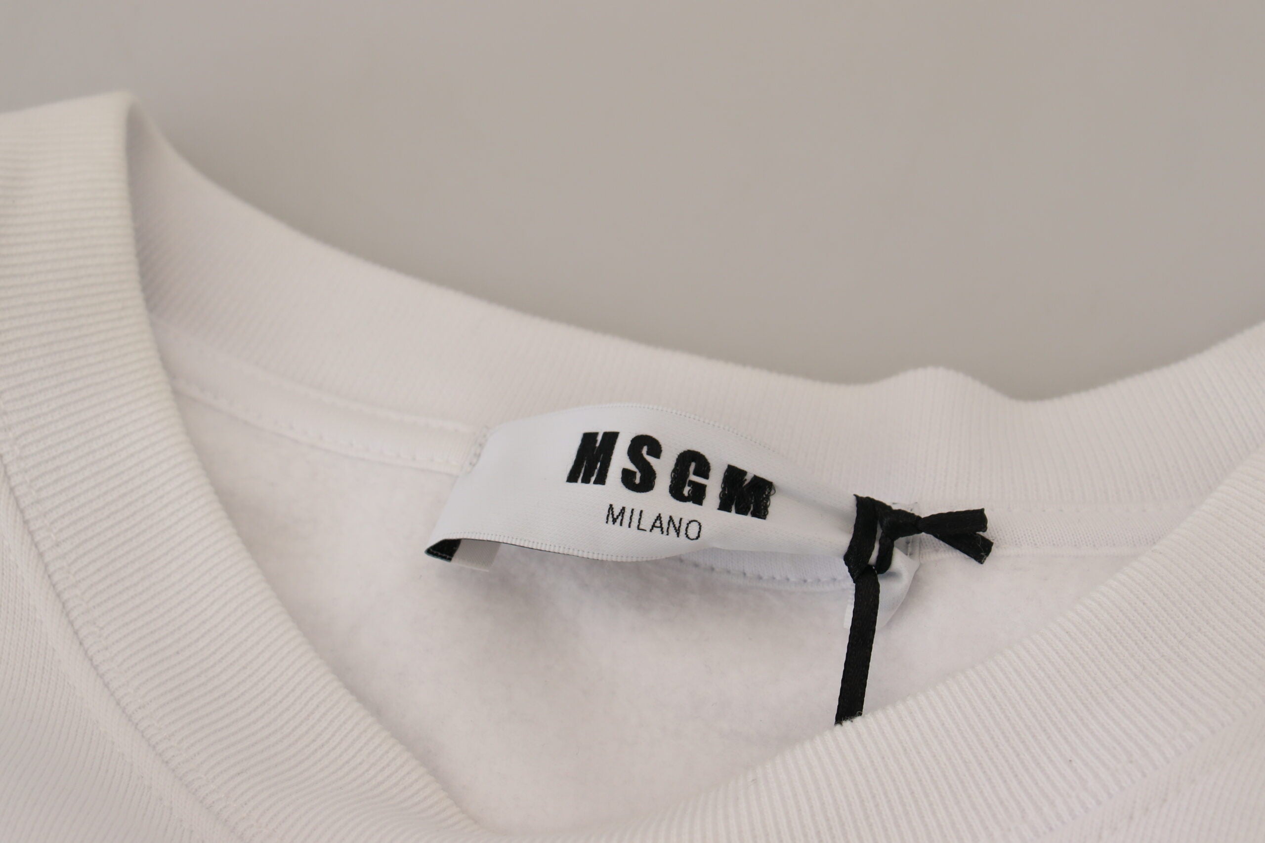 MSGM бял памучен пуловер с кръгла яка и пуловер