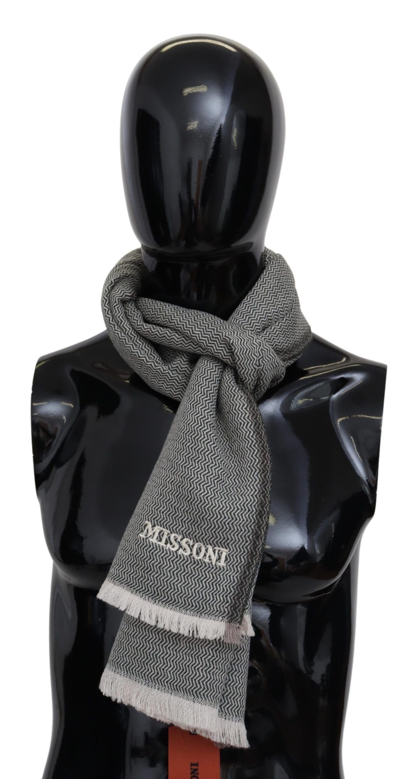 Missoni сив кашмирен шал с зигзагова шарка унисекс