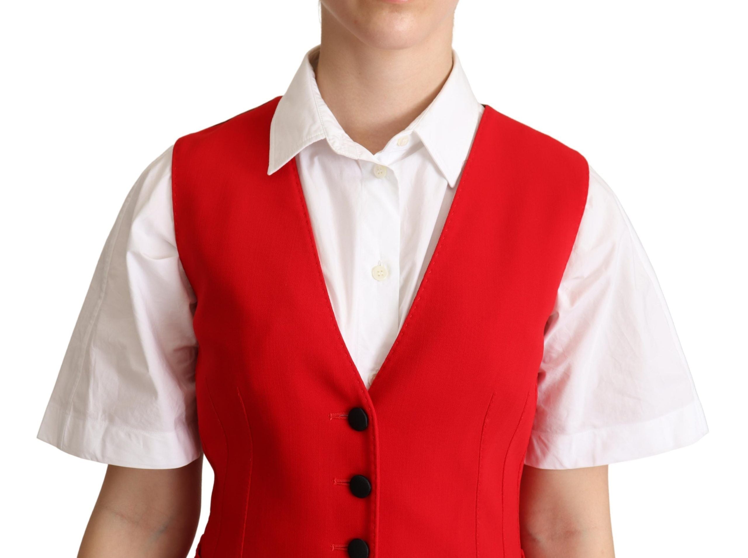Dolce & Gabbana Elegant Red Leopard Print Sleeveless Vest