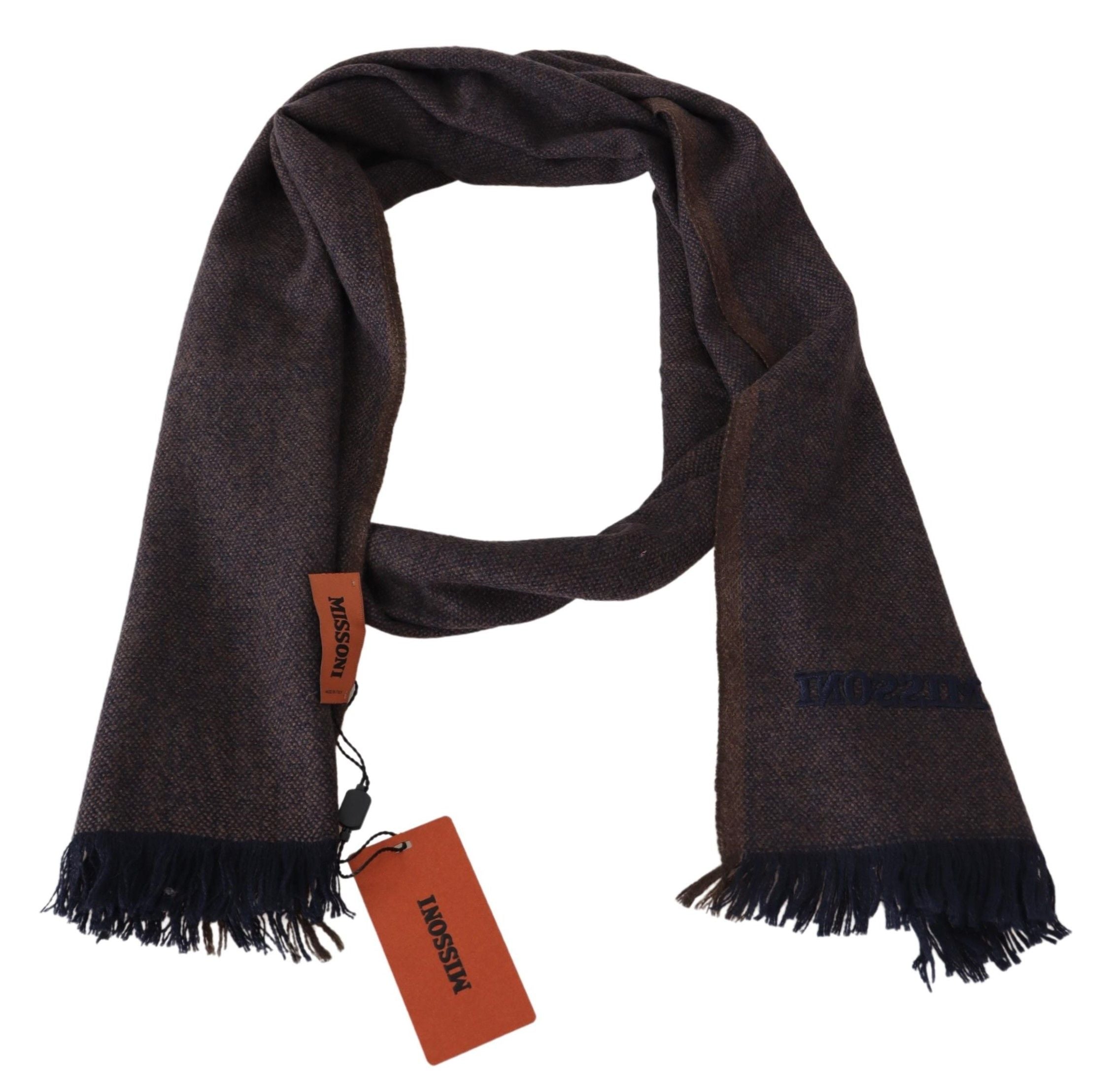Missoni кафяв 100% кашмирен шал унисекс с ресни