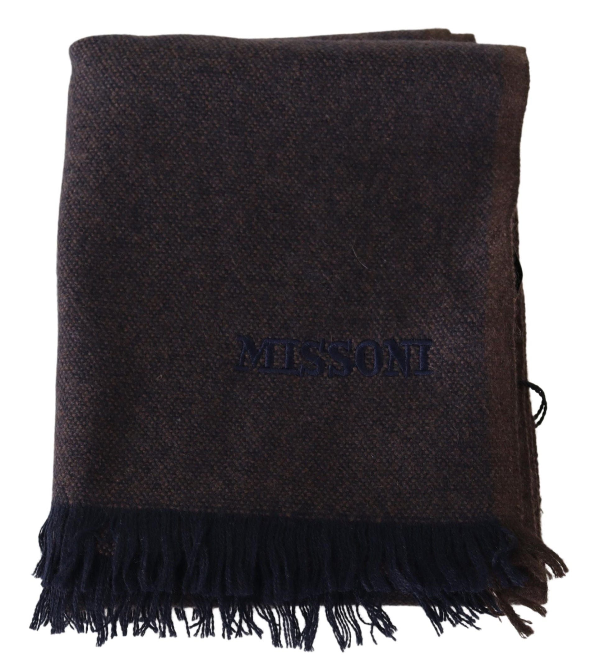 Missoni кафяв 100% кашмирен шал унисекс с ресни
