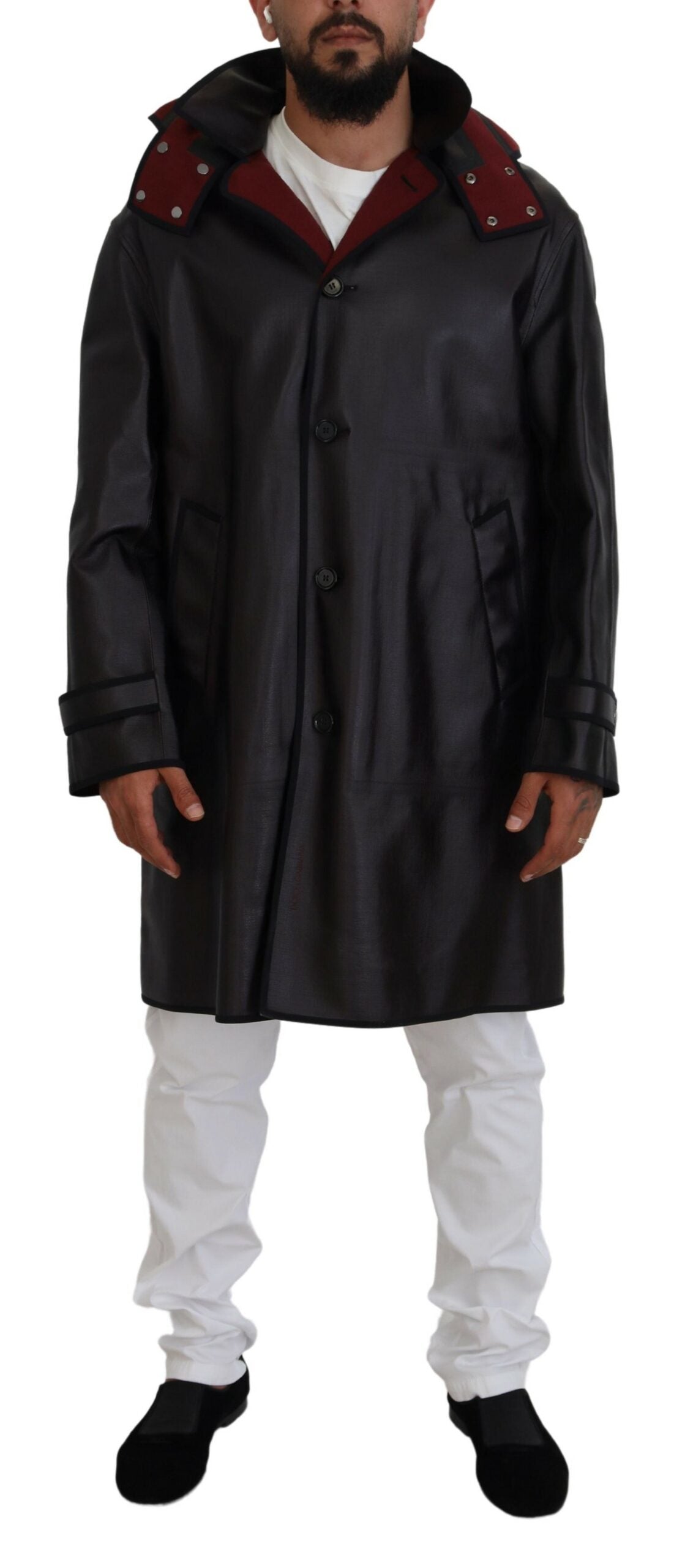 Памучно яке Dolce & Gabbana Black Trench с качулка