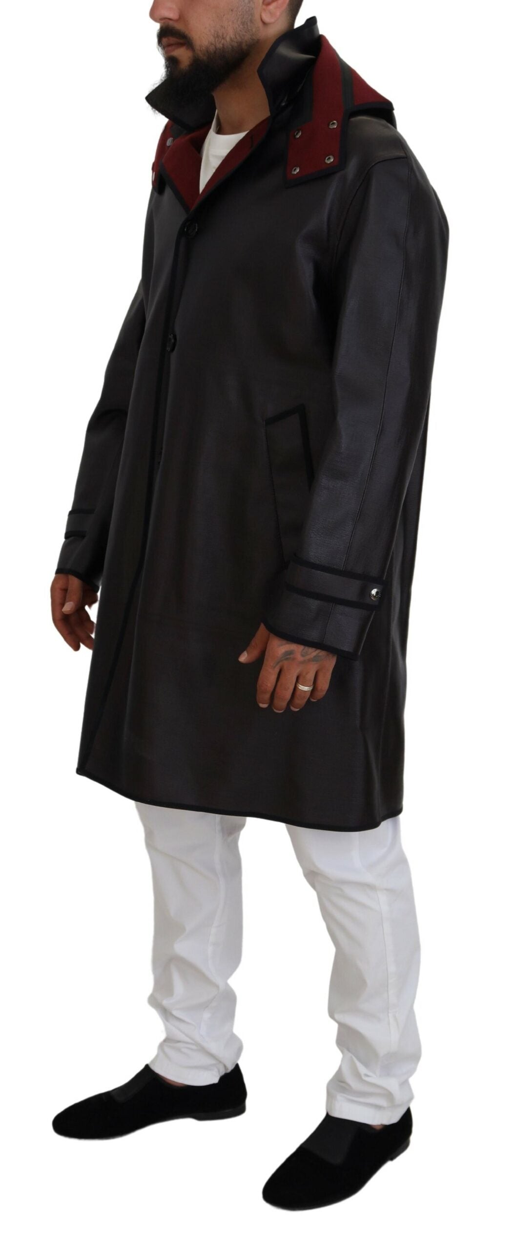 Памучно яке Dolce & Gabbana Black Trench с качулка