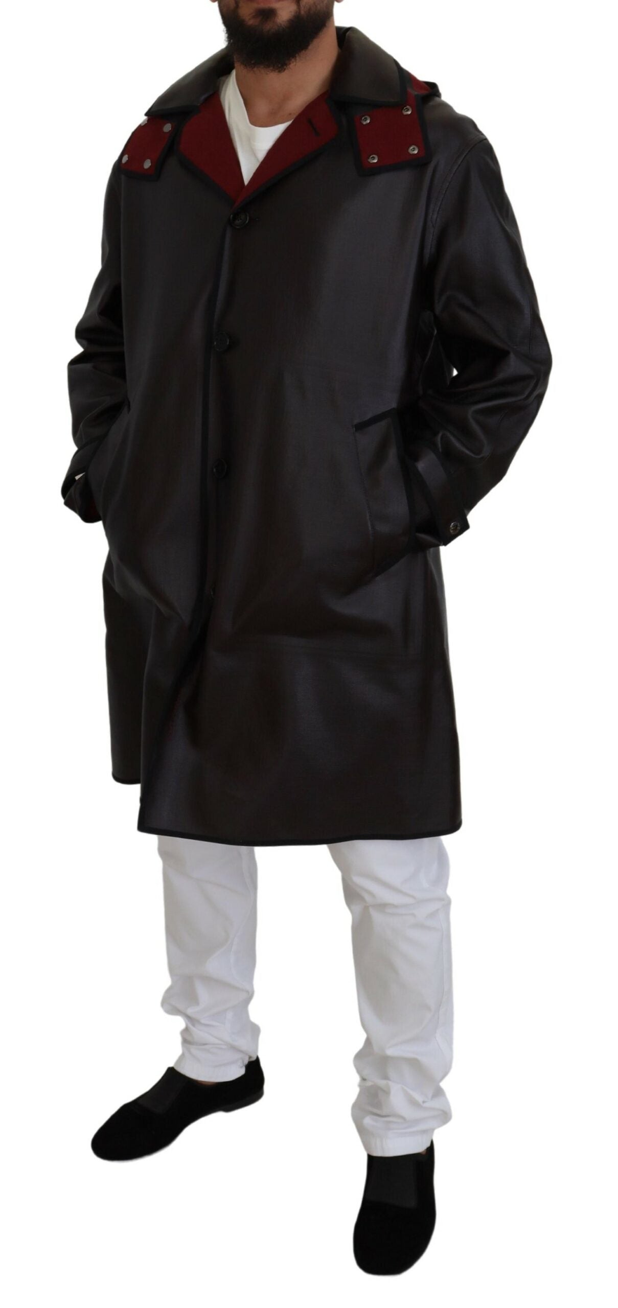 Памучно яке Dolce & Gabbana Black Trench с качулка