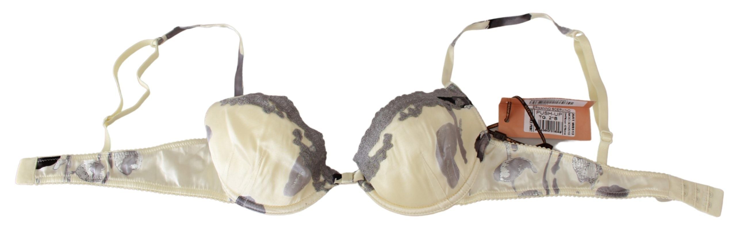 Ermanno Scervino Silk Blend Push-Up Bra in Beige and Gray