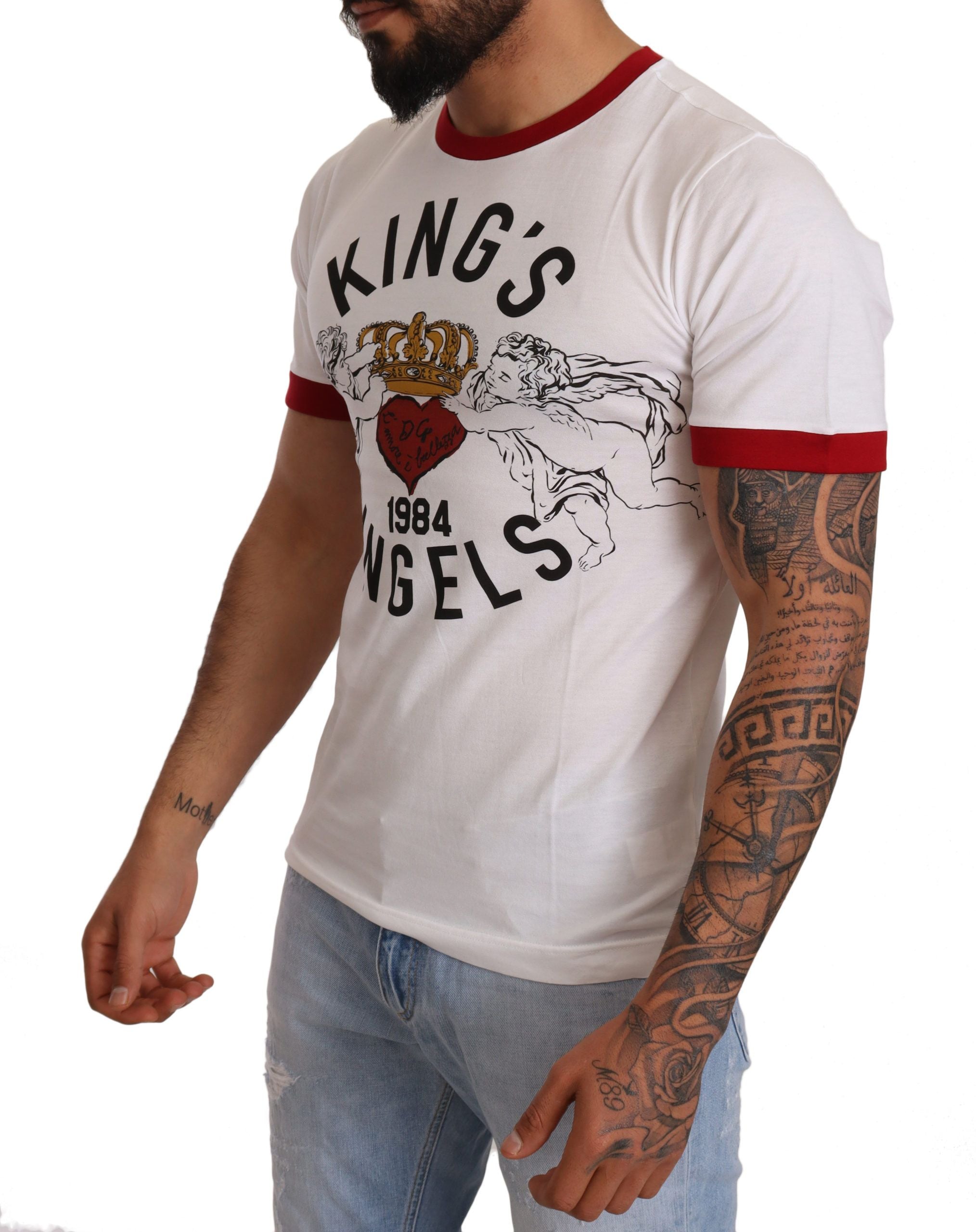 Памучна тениска Dolce & Gabbana White Kings с принт на ангели