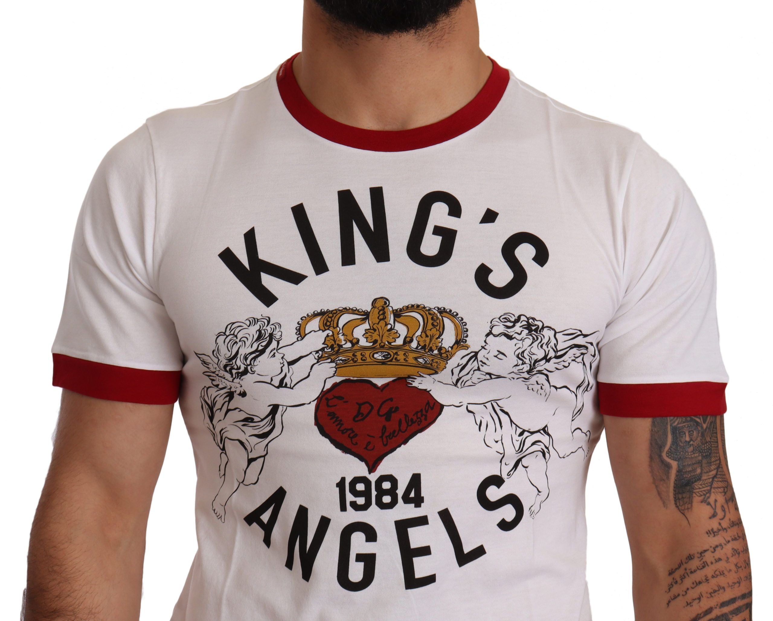 Памучна тениска Dolce & Gabbana White Kings с принт на ангели