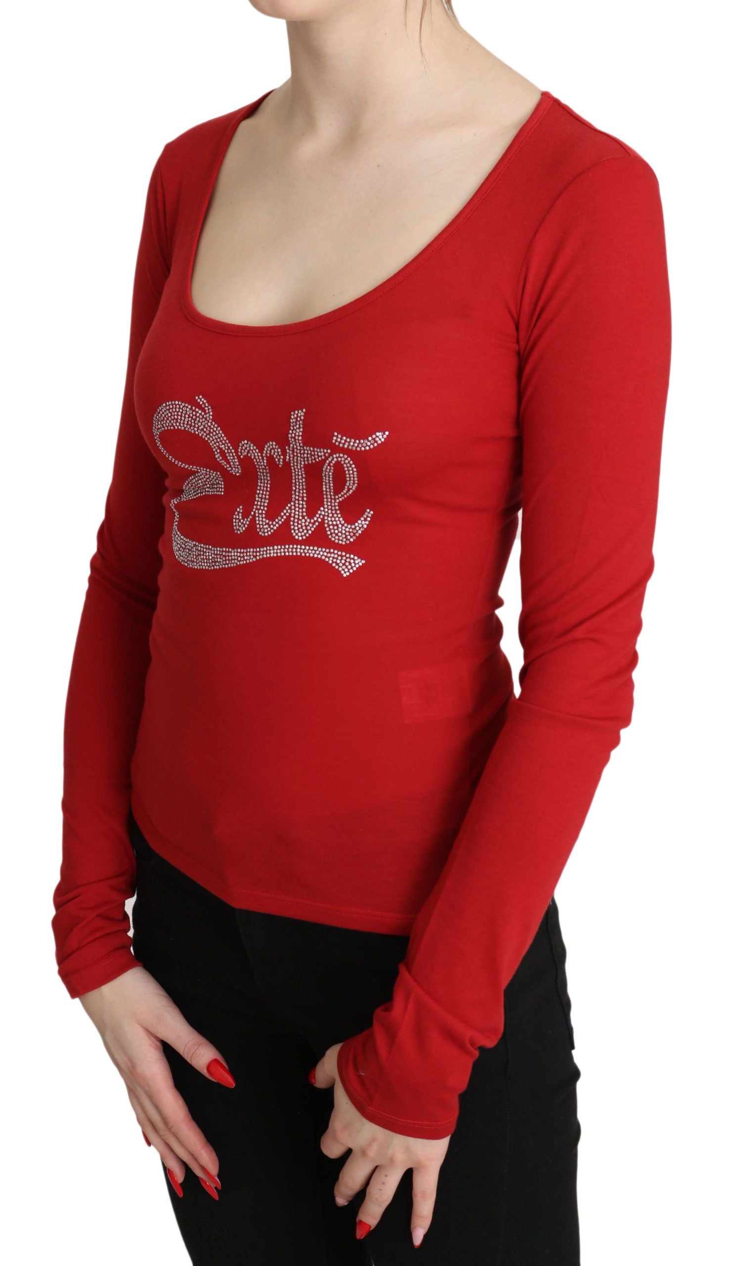 Блуза с дълъг ръкав Exte Red Exte Crystal Embellished