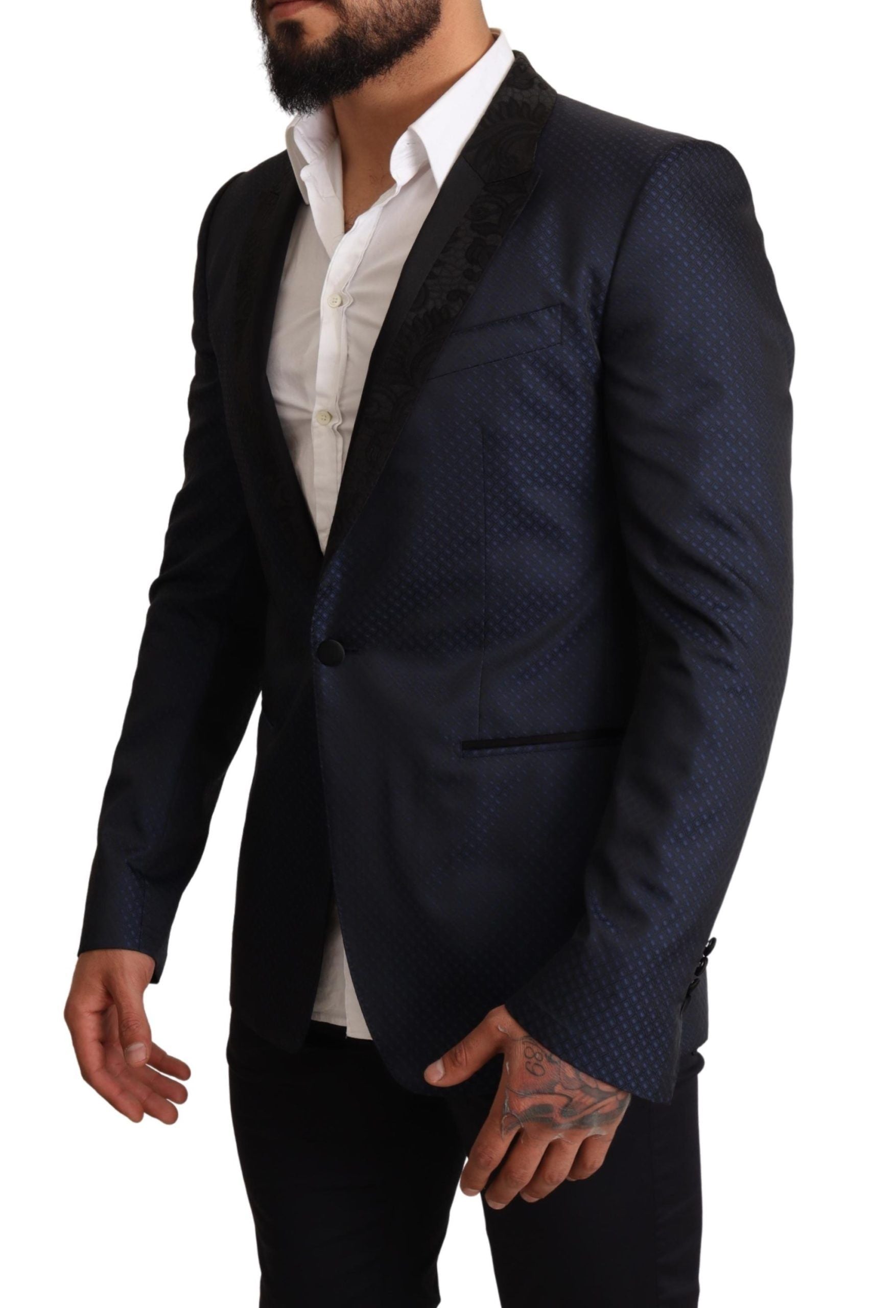 Елегантен син сако тип „мартини“ с прилепнала кройка от Dolce & Gabbana