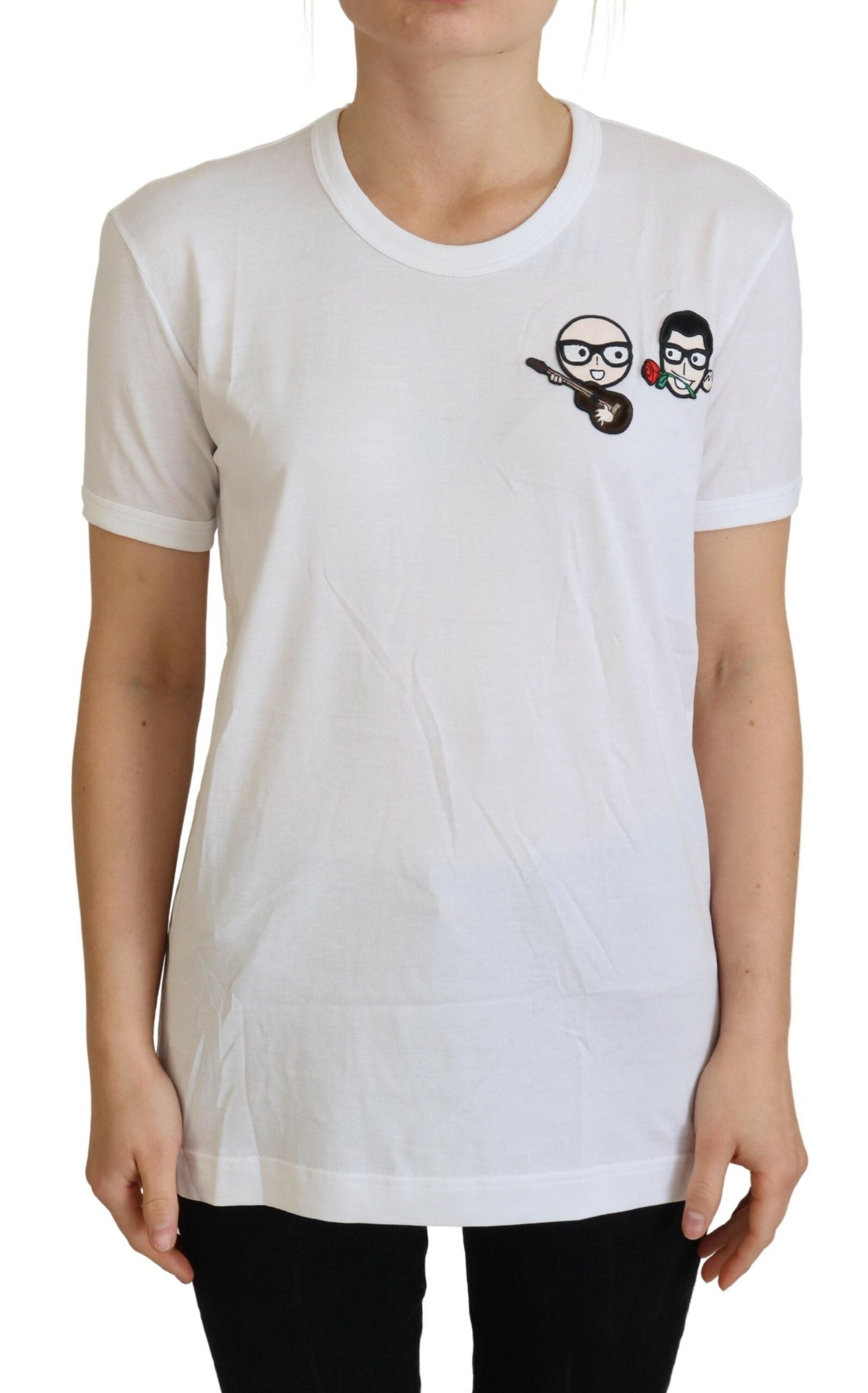 Dolce & Gabbana Бяла памучна тениска #dgfamily Crewneck
