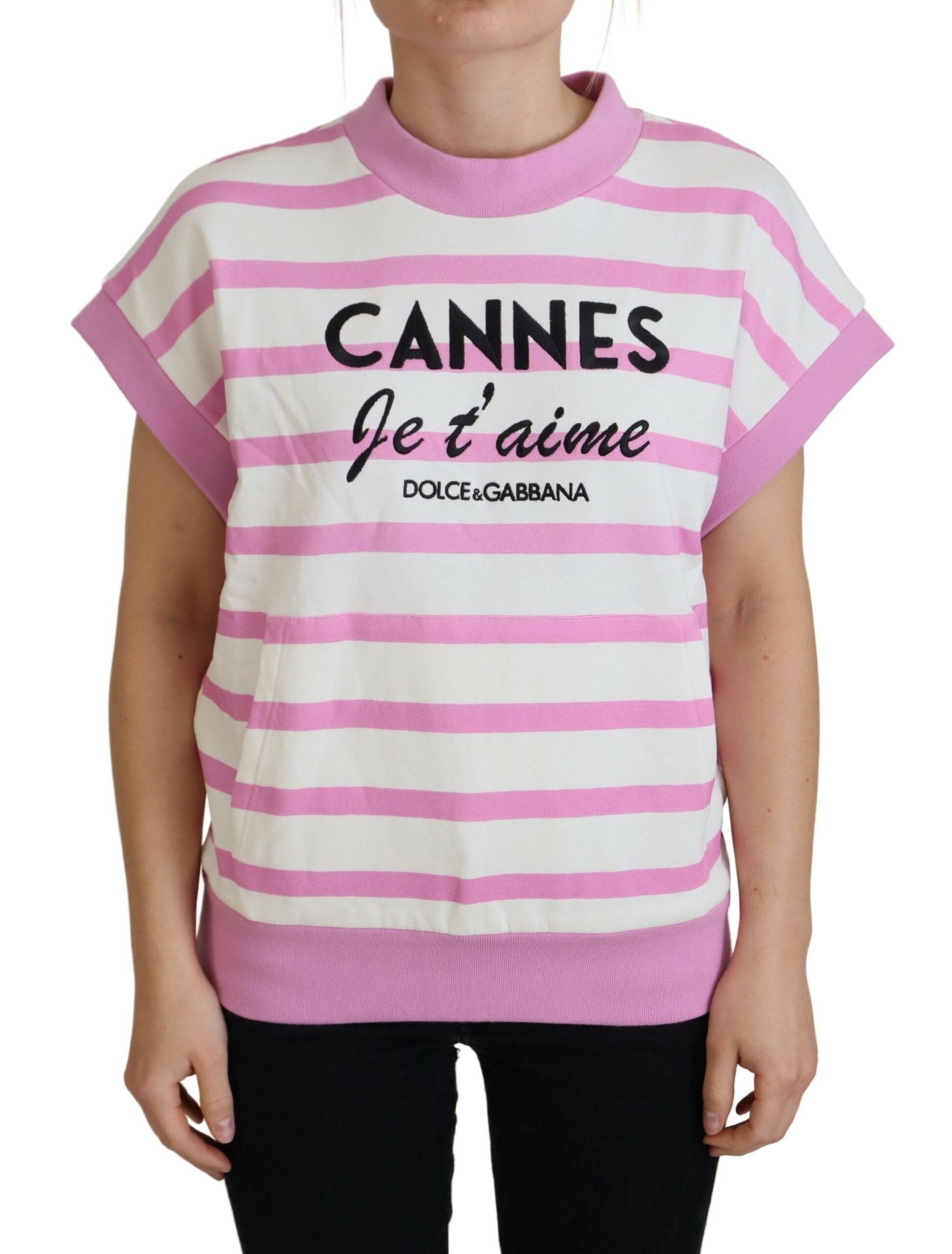 Dolce & Gabbana White Pink CANNES Ексклузивна тениска