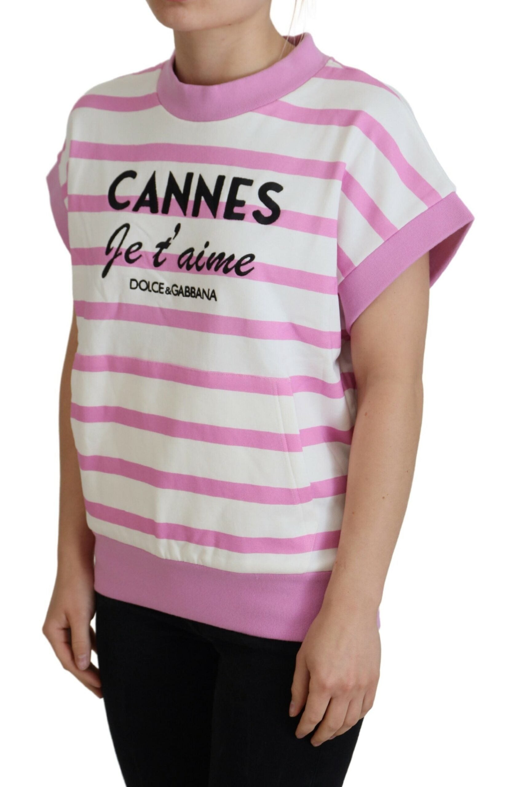 Dolce & Gabbana White Pink CANNES Ексклузивна тениска