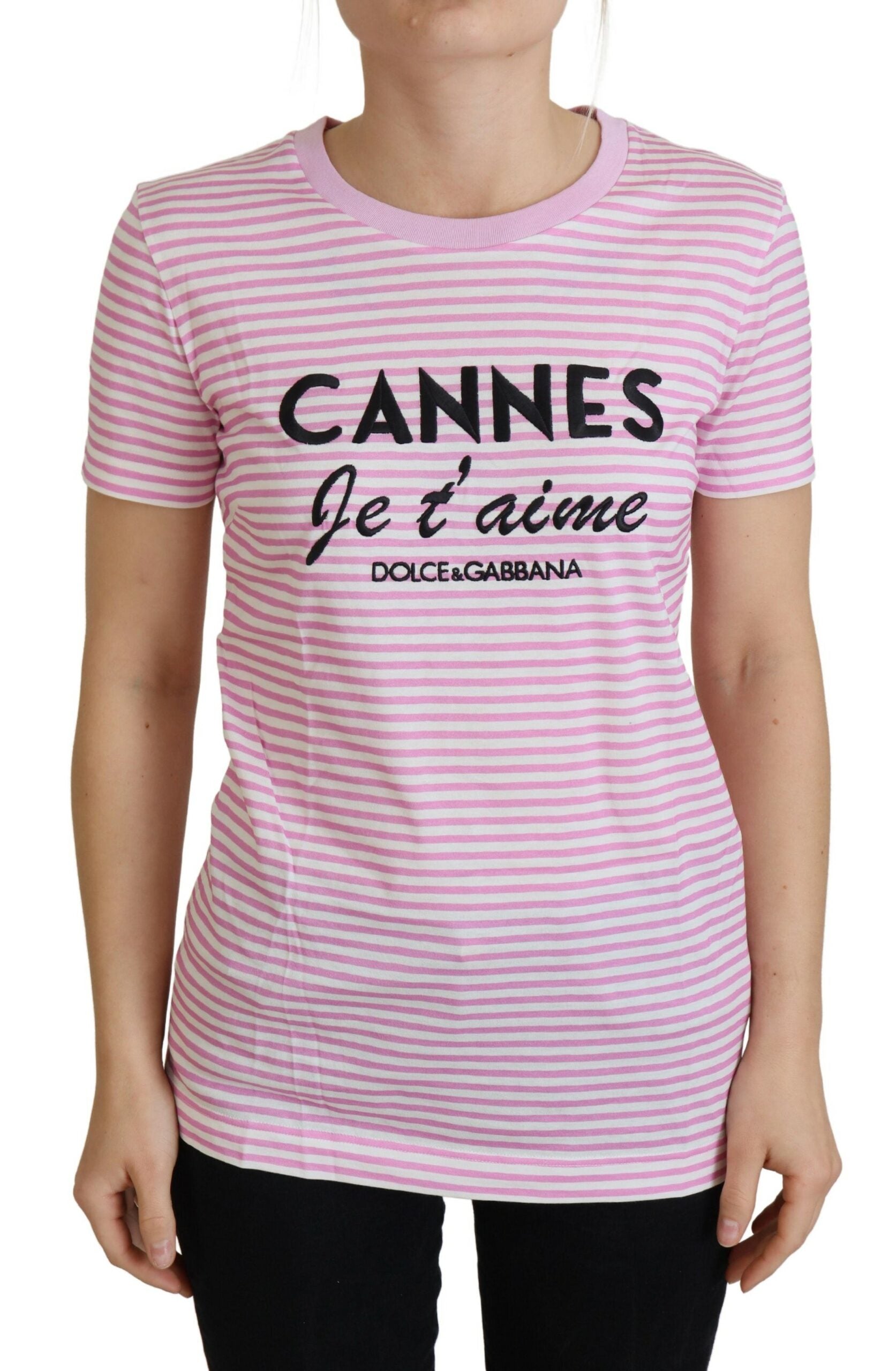 Dolce & Gabbana White Pink CANNES Ексклузивна тениска
