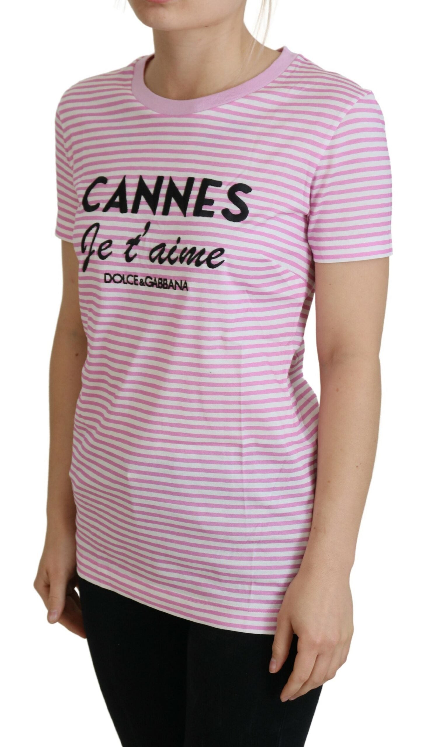 Dolce & Gabbana White Pink CANNES Ексклузивна тениска