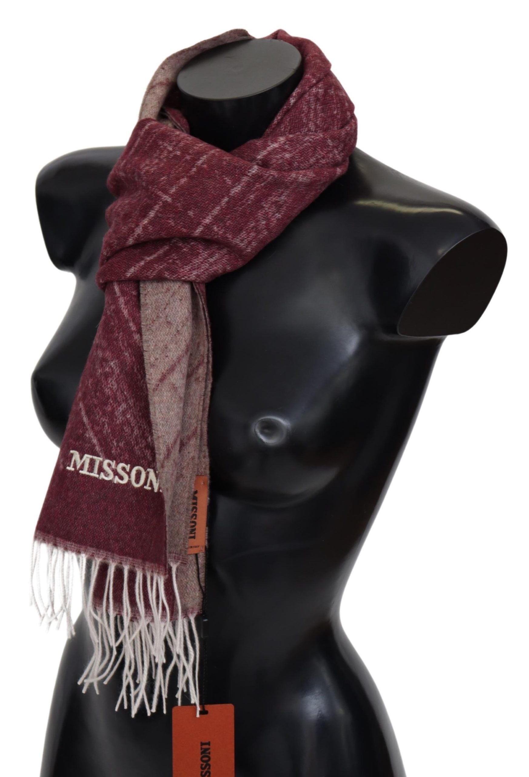 Missoni Maroon 100% кашмирен унисекс шал с ресни