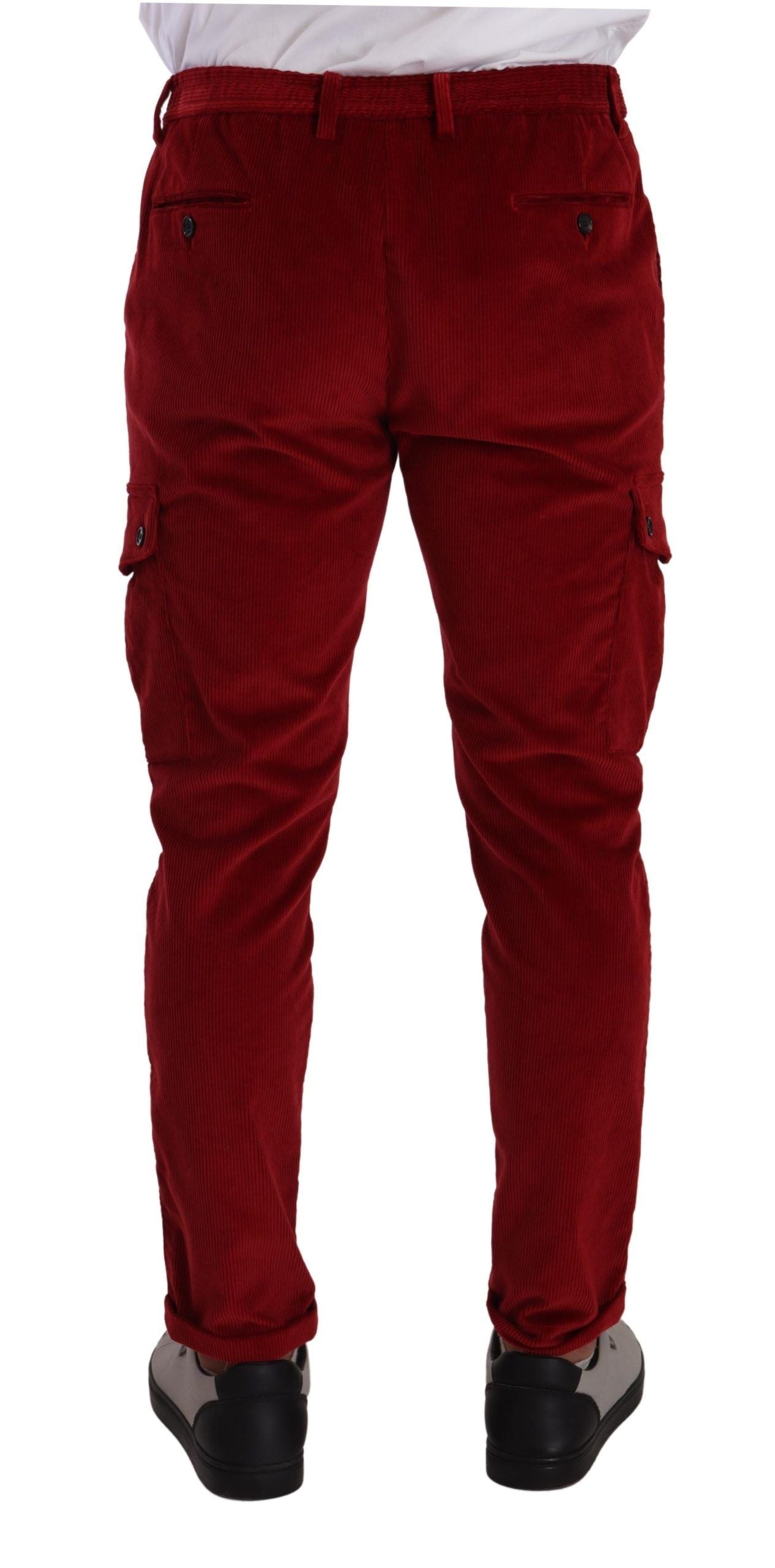 Dolce & Gabbana Red Corduroy Cotton Cargo тесни панталони