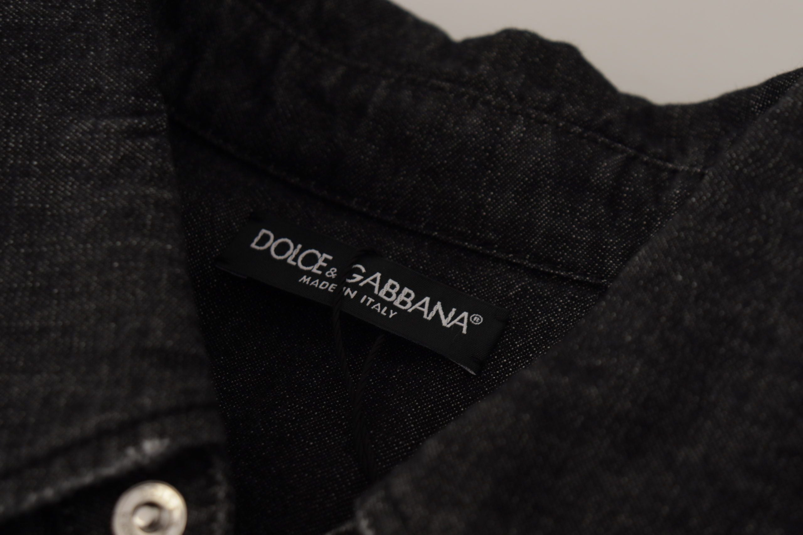 Dolce & Gabbana Сива памучна еластична дънкова риза с копчета