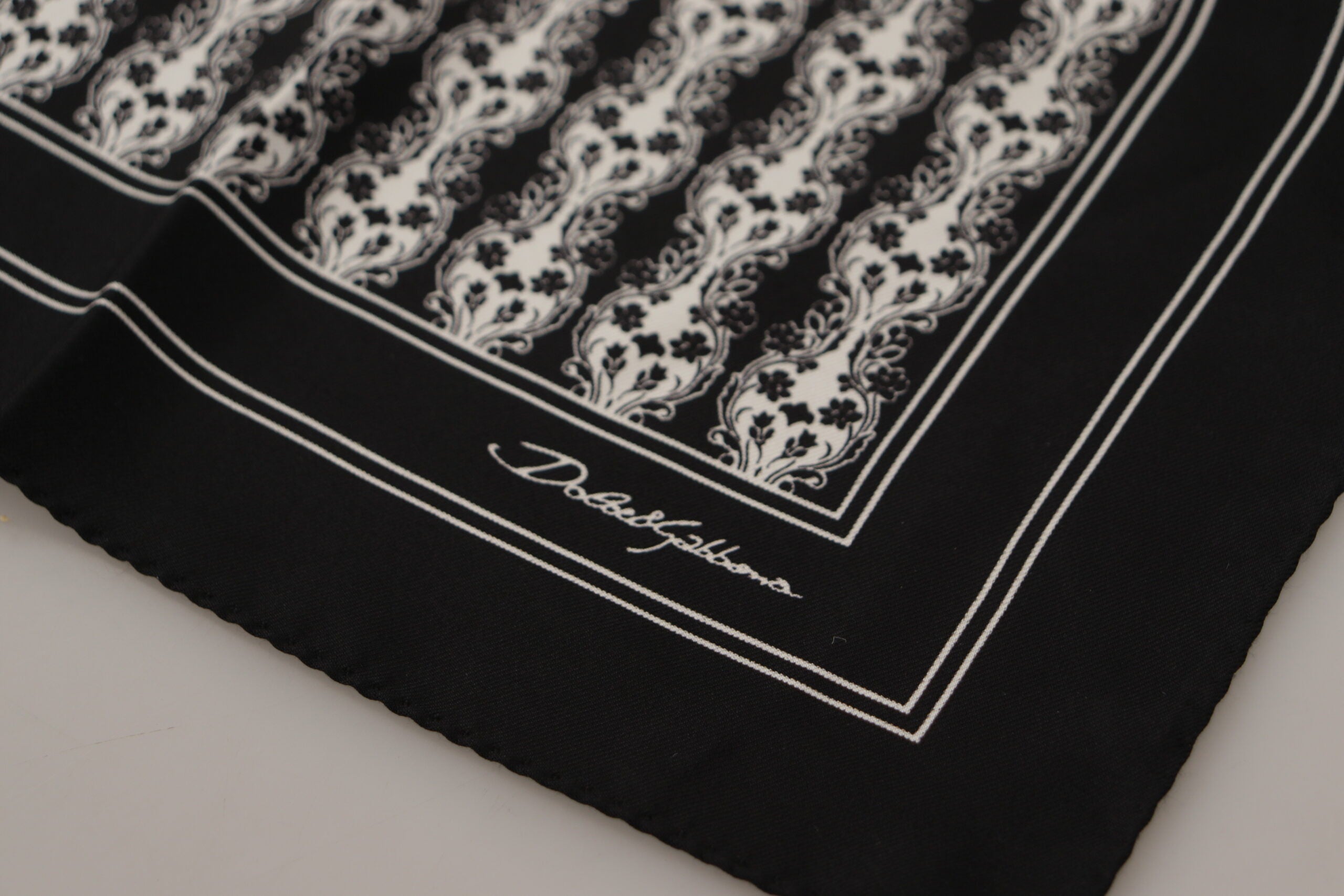 Dolce & Gabbana Elegant Black Silk Men's Square Scarf