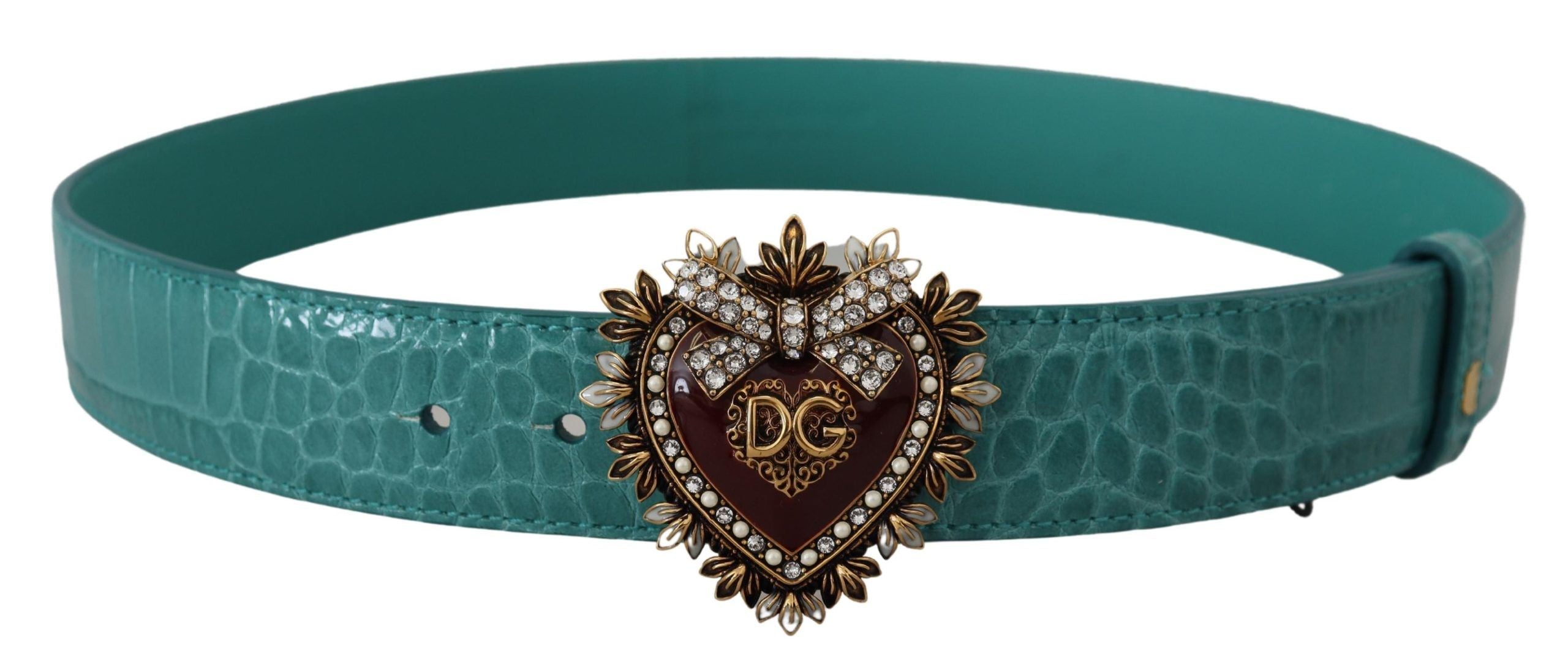 Dolce & Gabbana син кожен златен колан DEVOTION с катарама