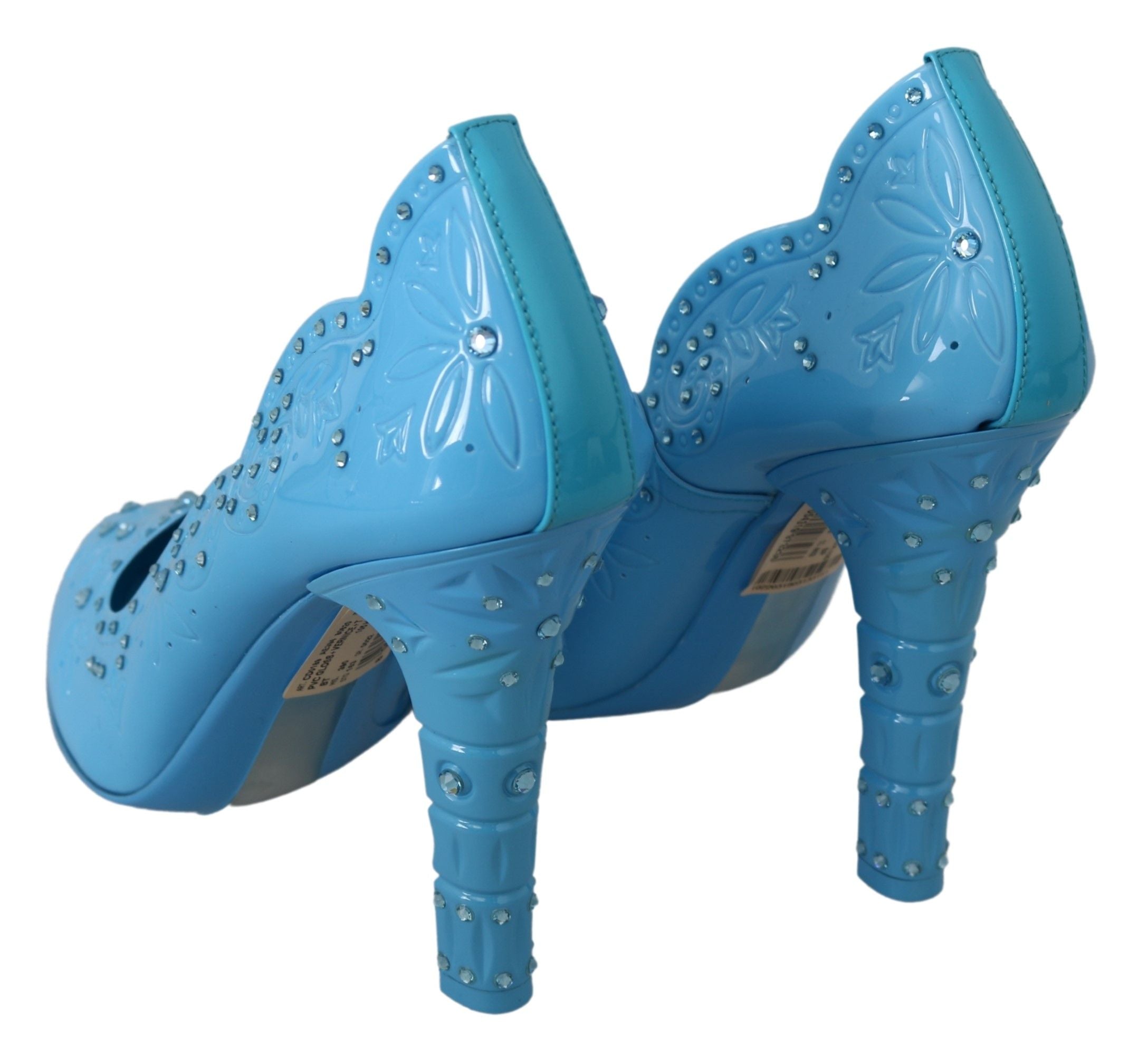 Dolce & Gabbana Blue Crystal Floral CINDERELLA обувки на ток