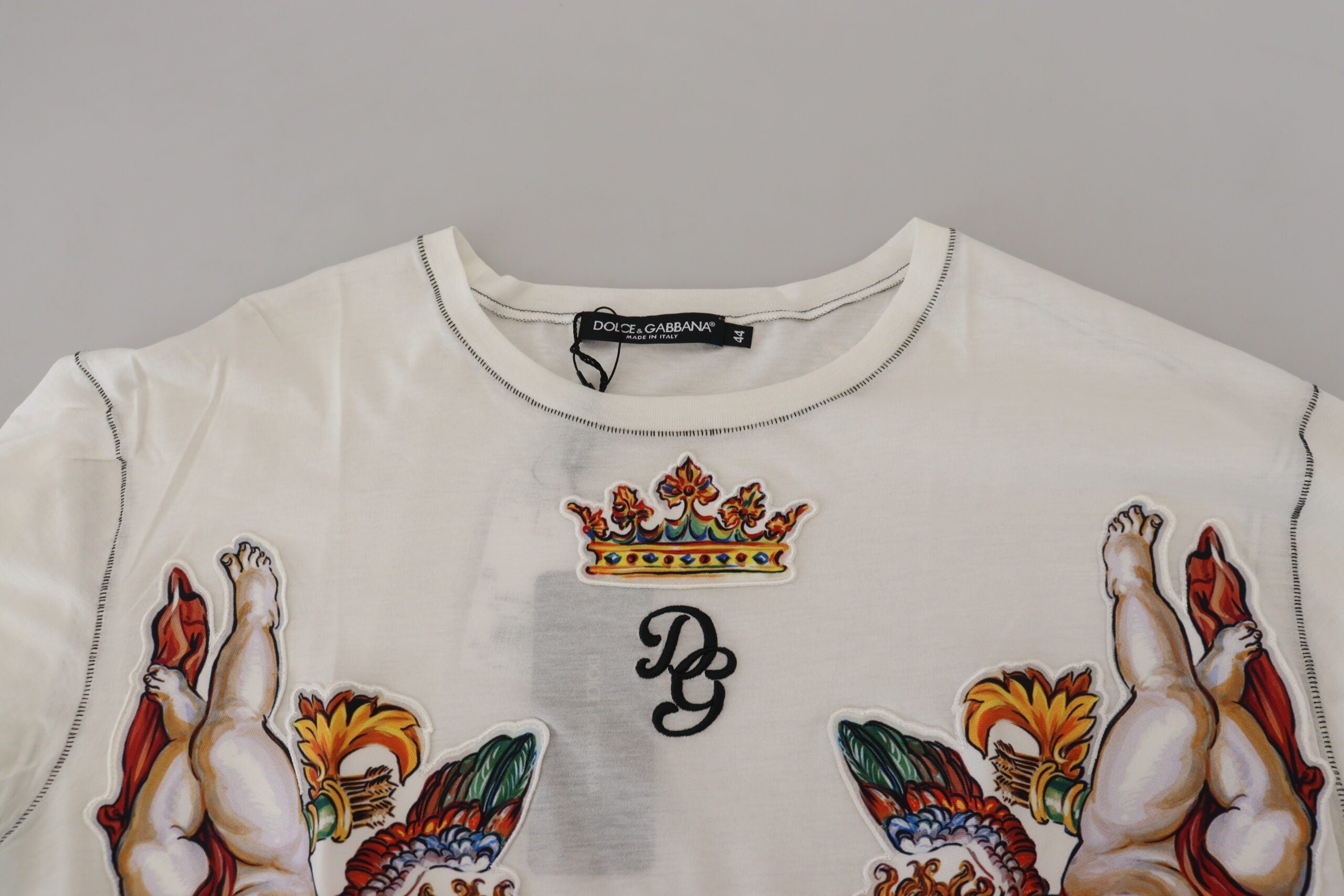 Бяла мъжка тениска с къси ръкави с щампи Dolce & Gabbana
