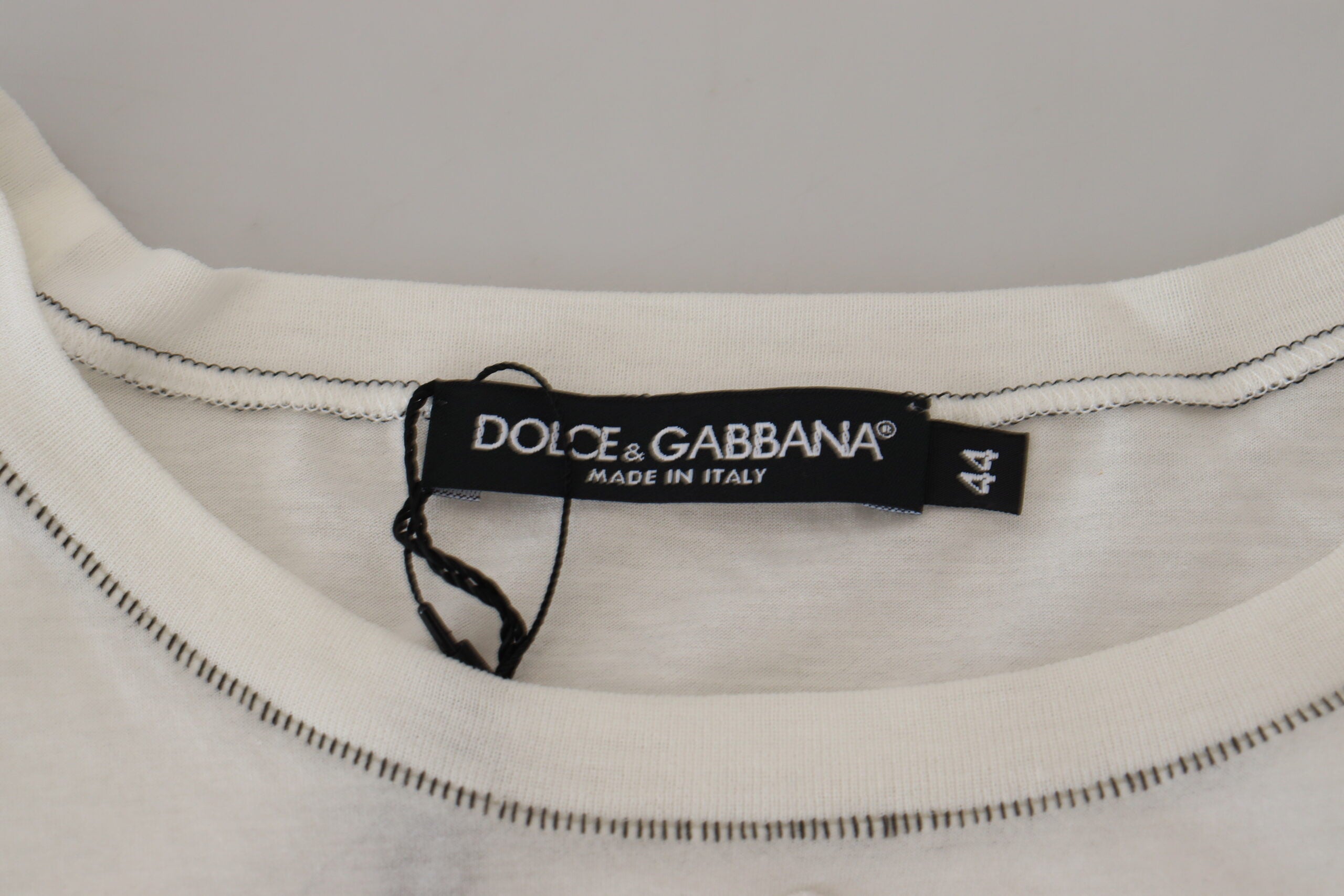 Бяла мъжка тениска с къси ръкави с щампи Dolce & Gabbana