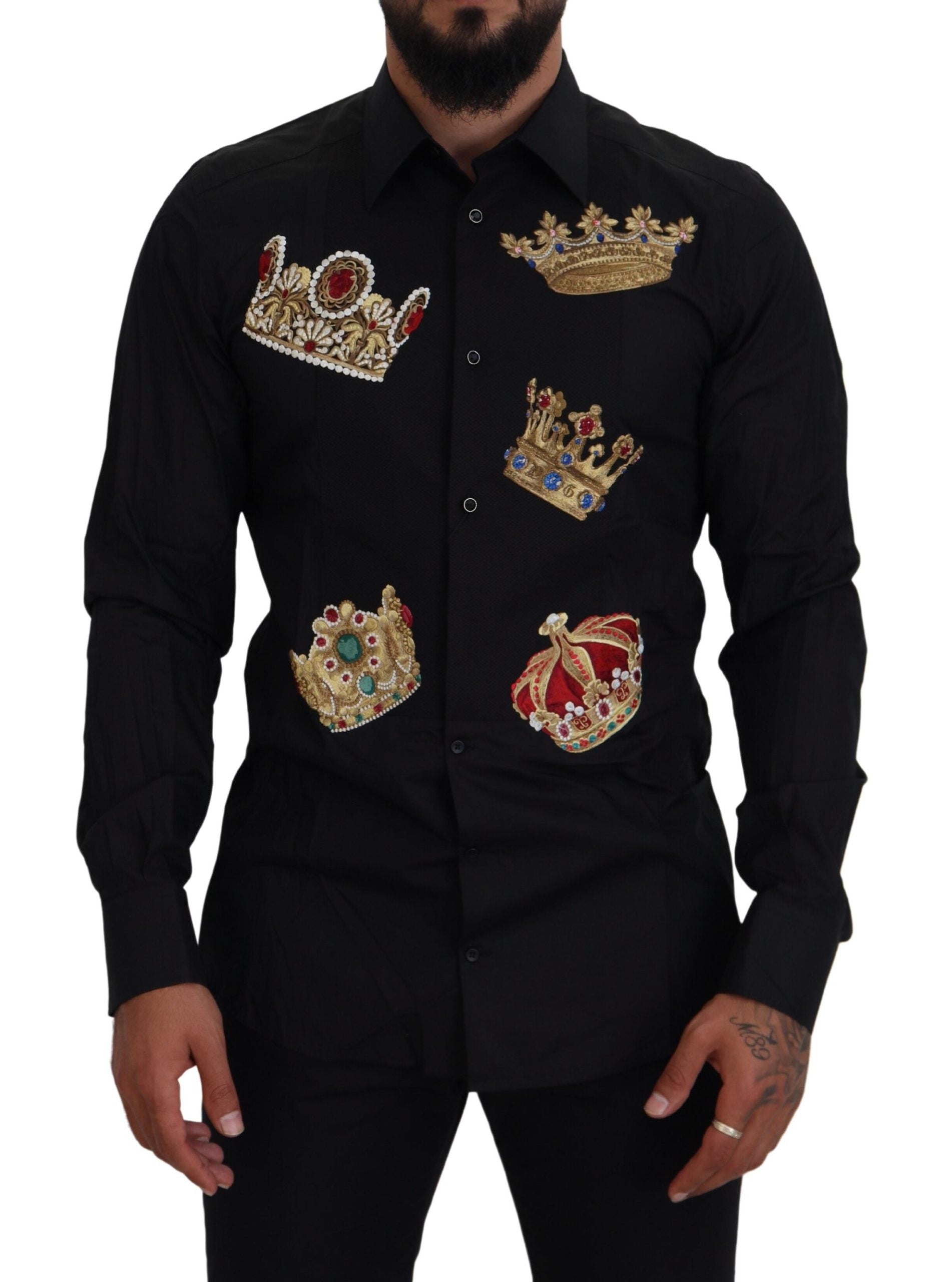 Официална риза Dolce & Gabbana Black Gold Crown Slim Fit Dress