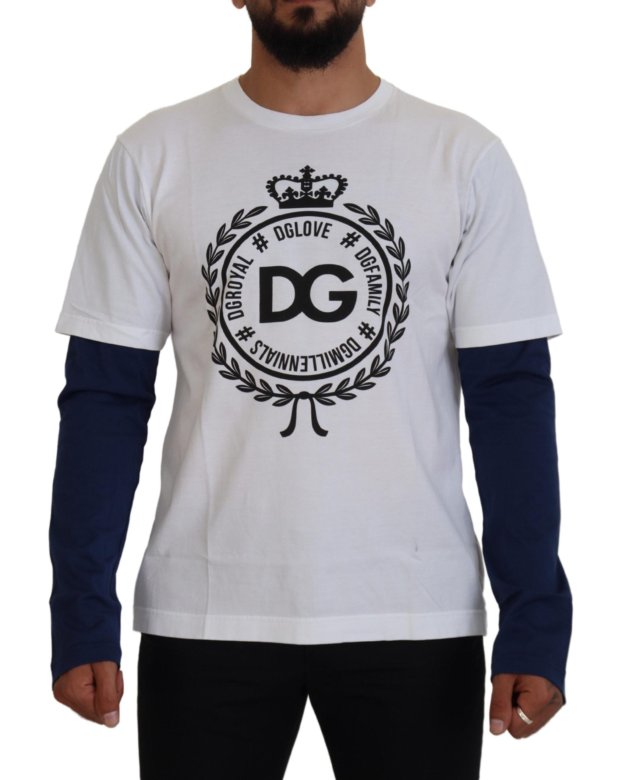 Dolce & Gabbana бял син пуловер пуловер DG Crown