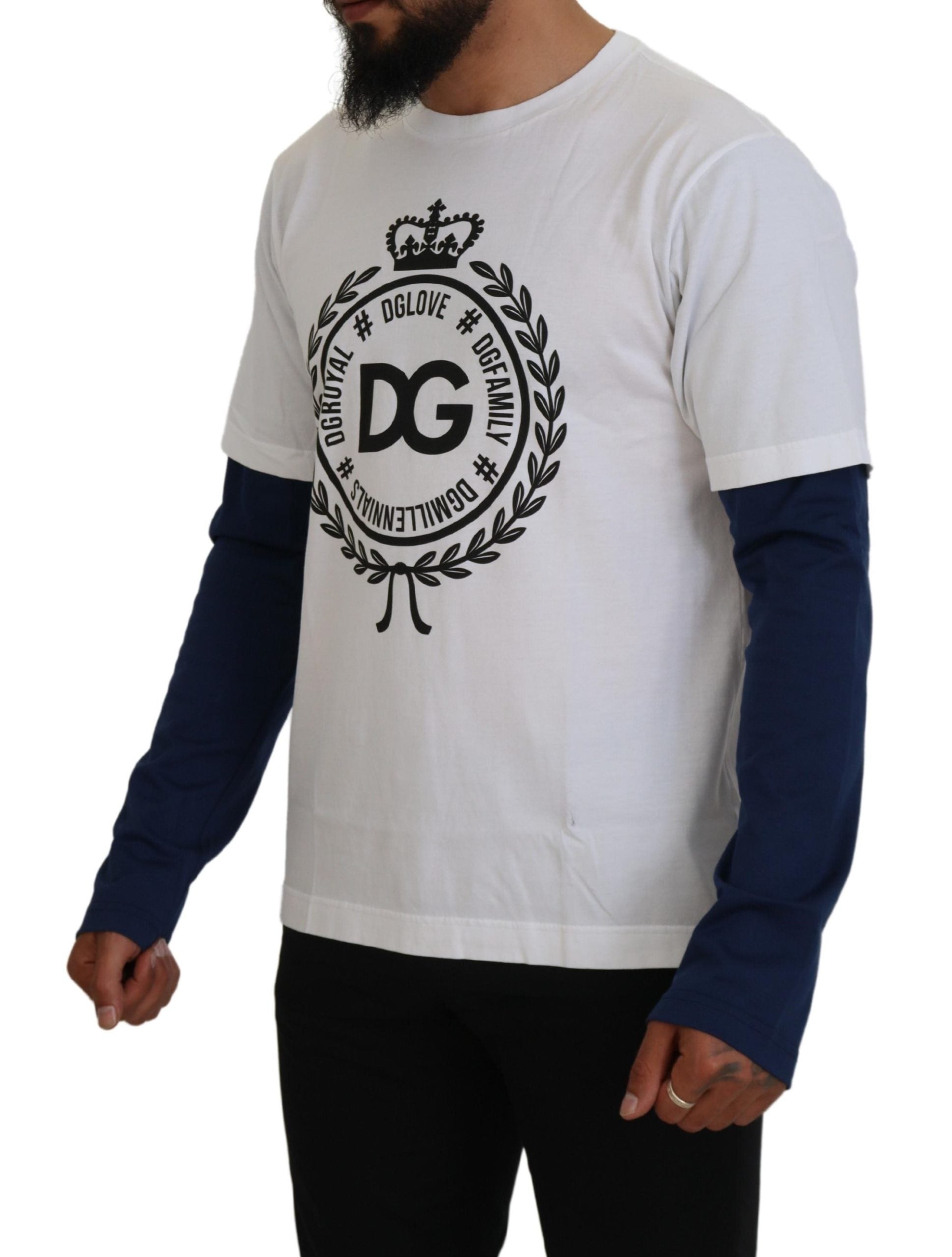 Dolce & Gabbana бял син пуловер пуловер DG Crown
