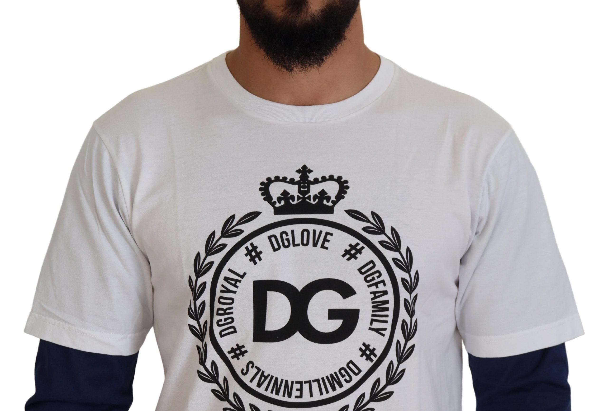 Dolce & Gabbana бял син пуловер пуловер DG Crown