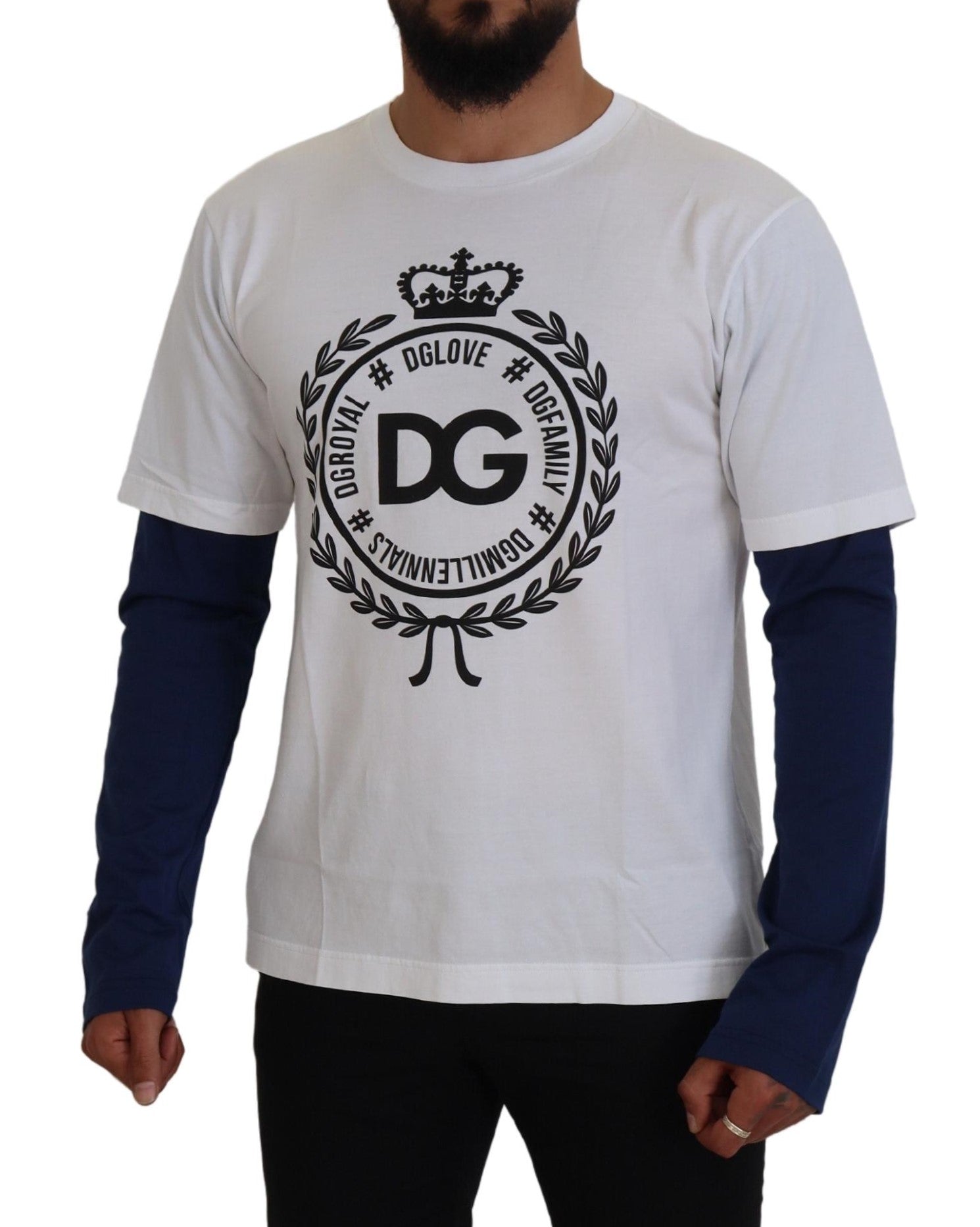 Dolce & Gabbana бял син пуловер пуловер DG Crown
