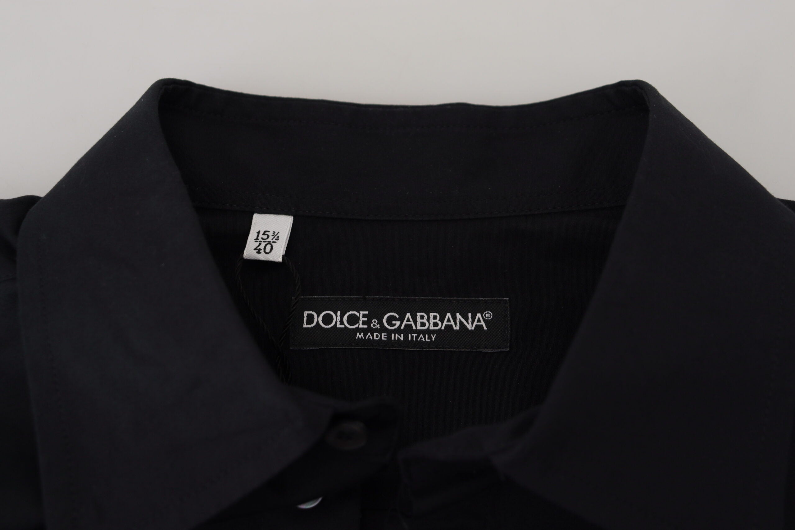 Официална черна памучна рокля с дълги ръкави Dolce & Gabbana