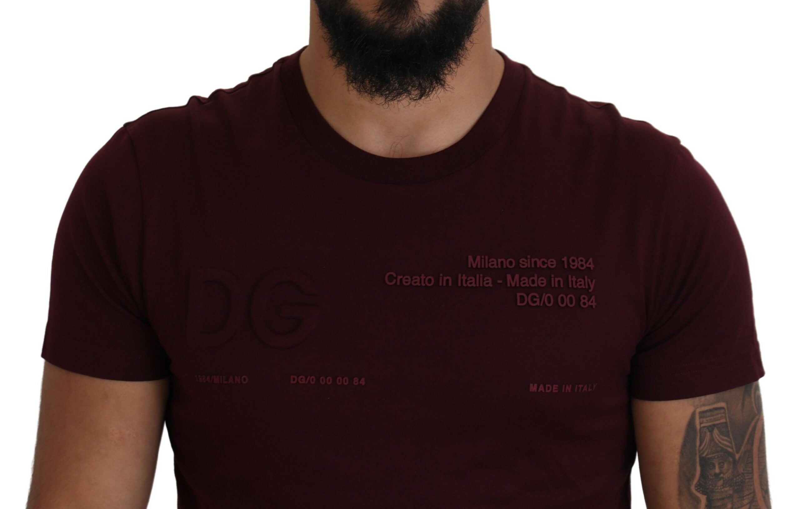 Мъжка тениска Dolce & Gabbana Maroon с щампи с къси ръкави