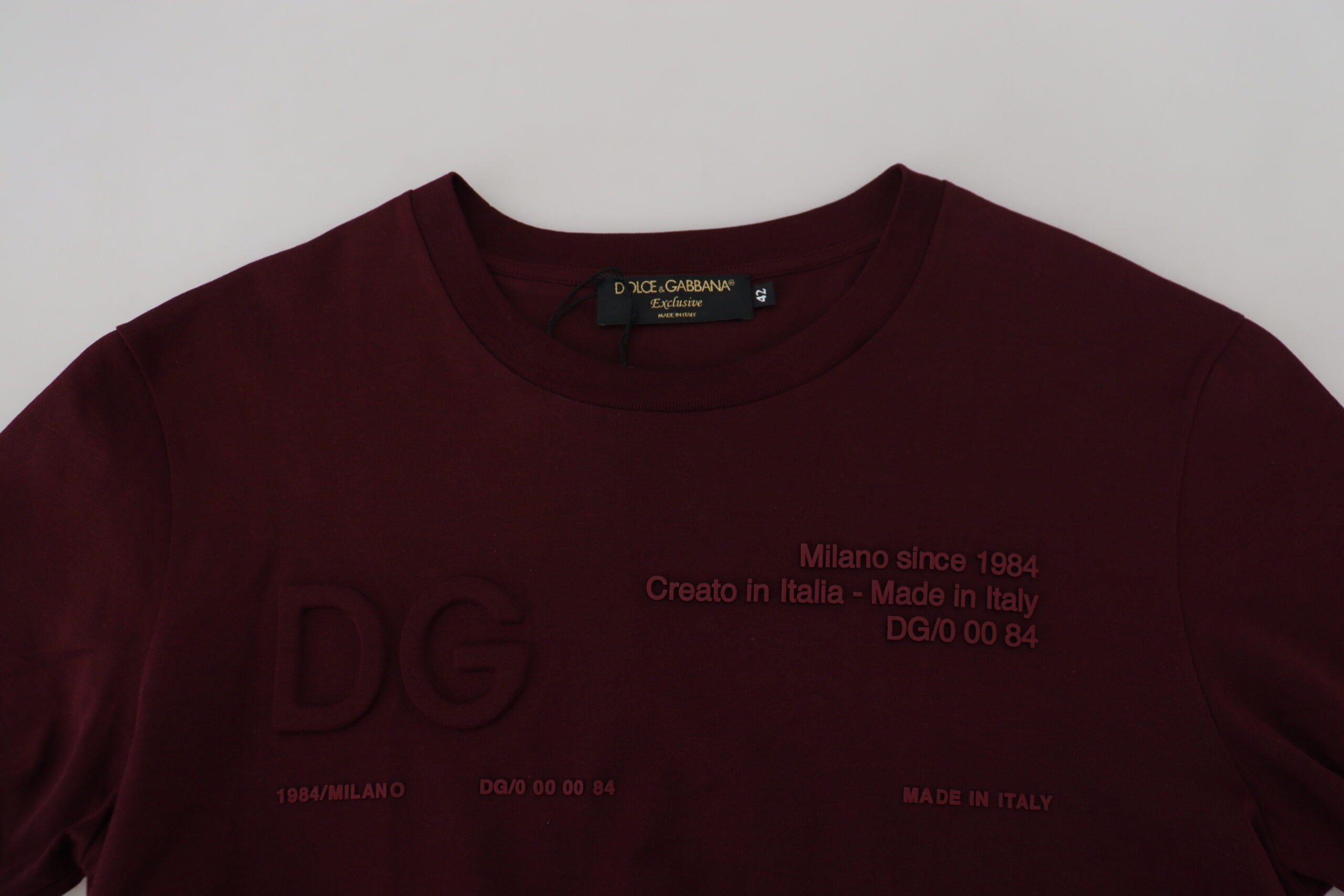 Мъжка тениска Dolce & Gabbana Maroon с щампи с къси ръкави