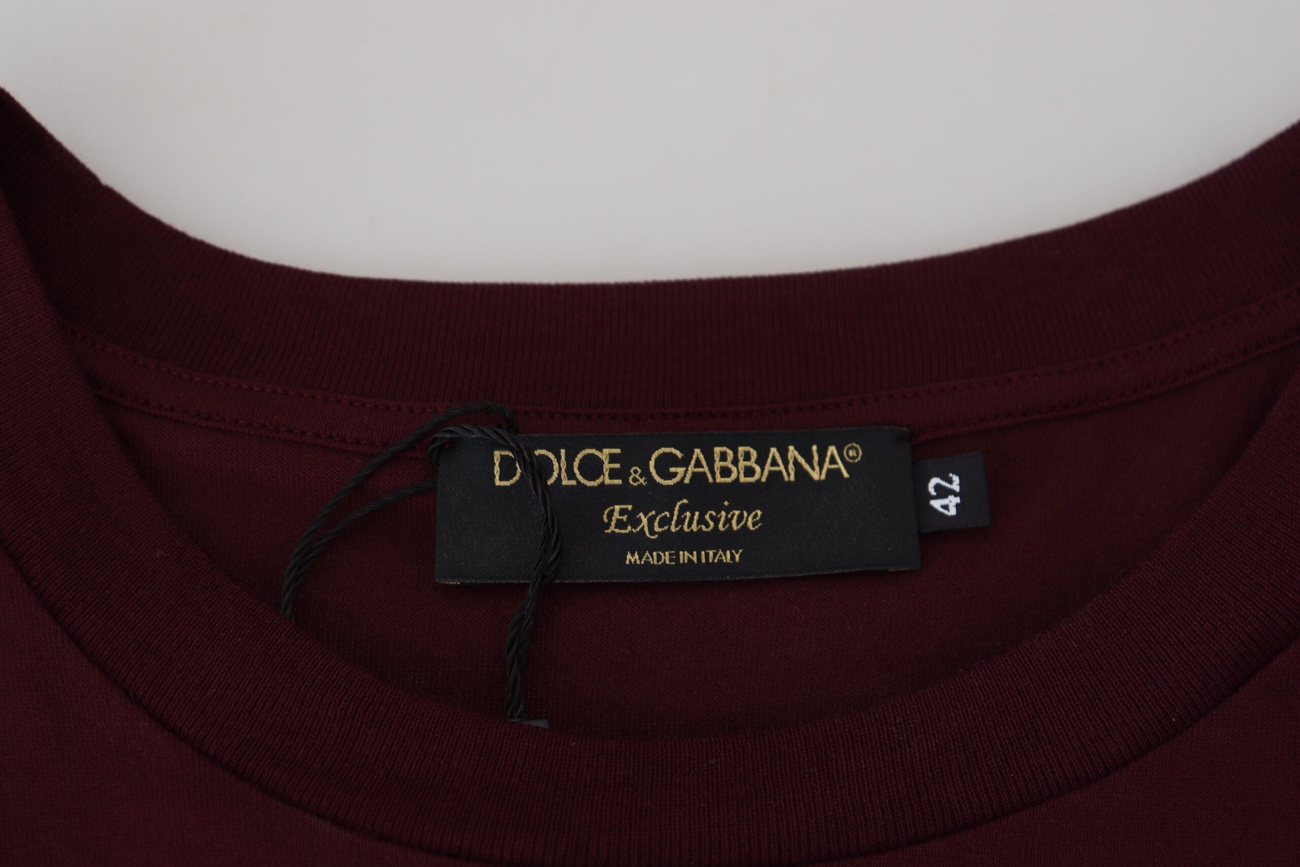 Мъжка тениска Dolce & Gabbana Maroon с щампи с къси ръкави