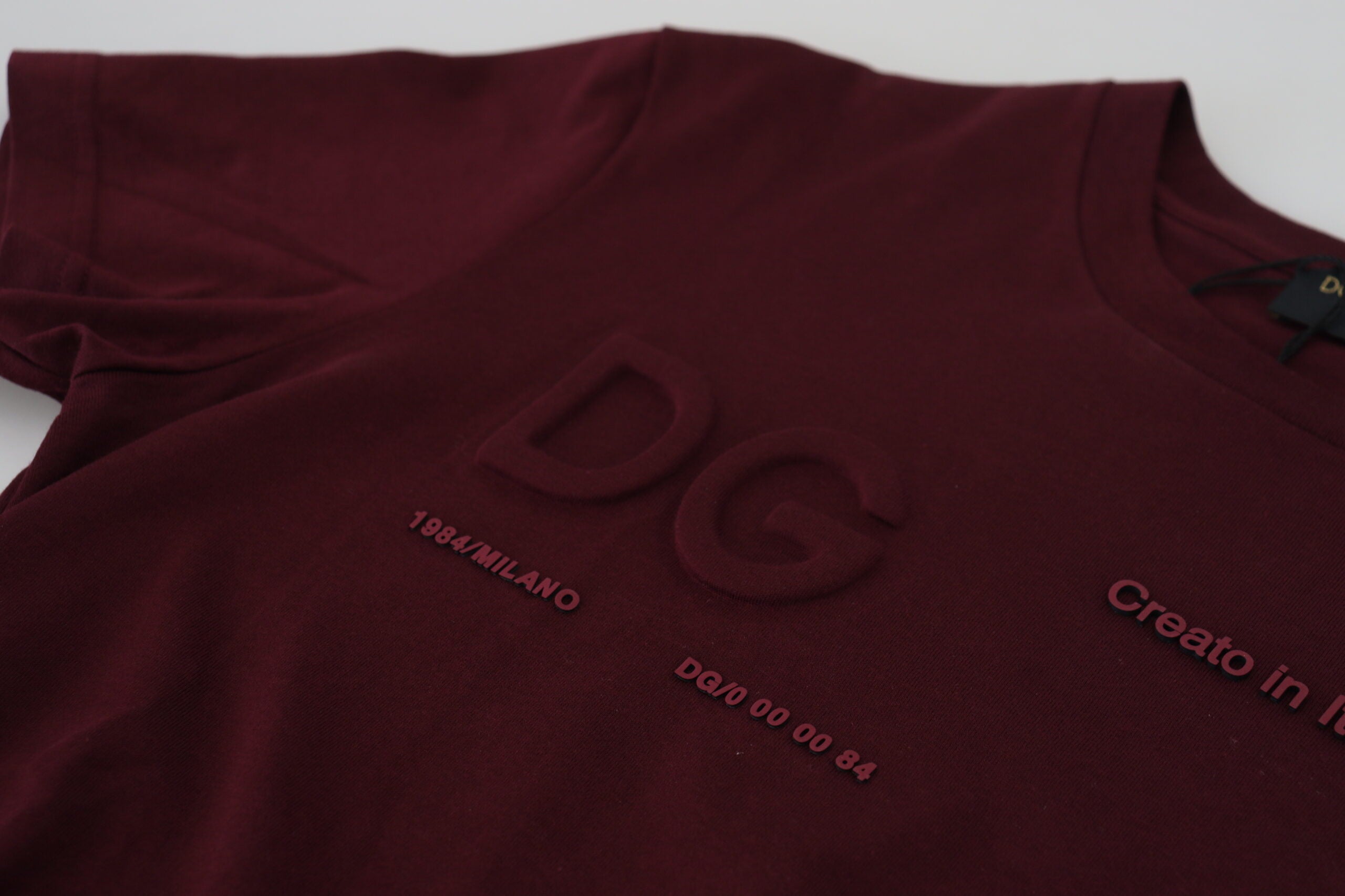 Мъжка тениска Dolce & Gabbana Maroon с щампи с къси ръкави