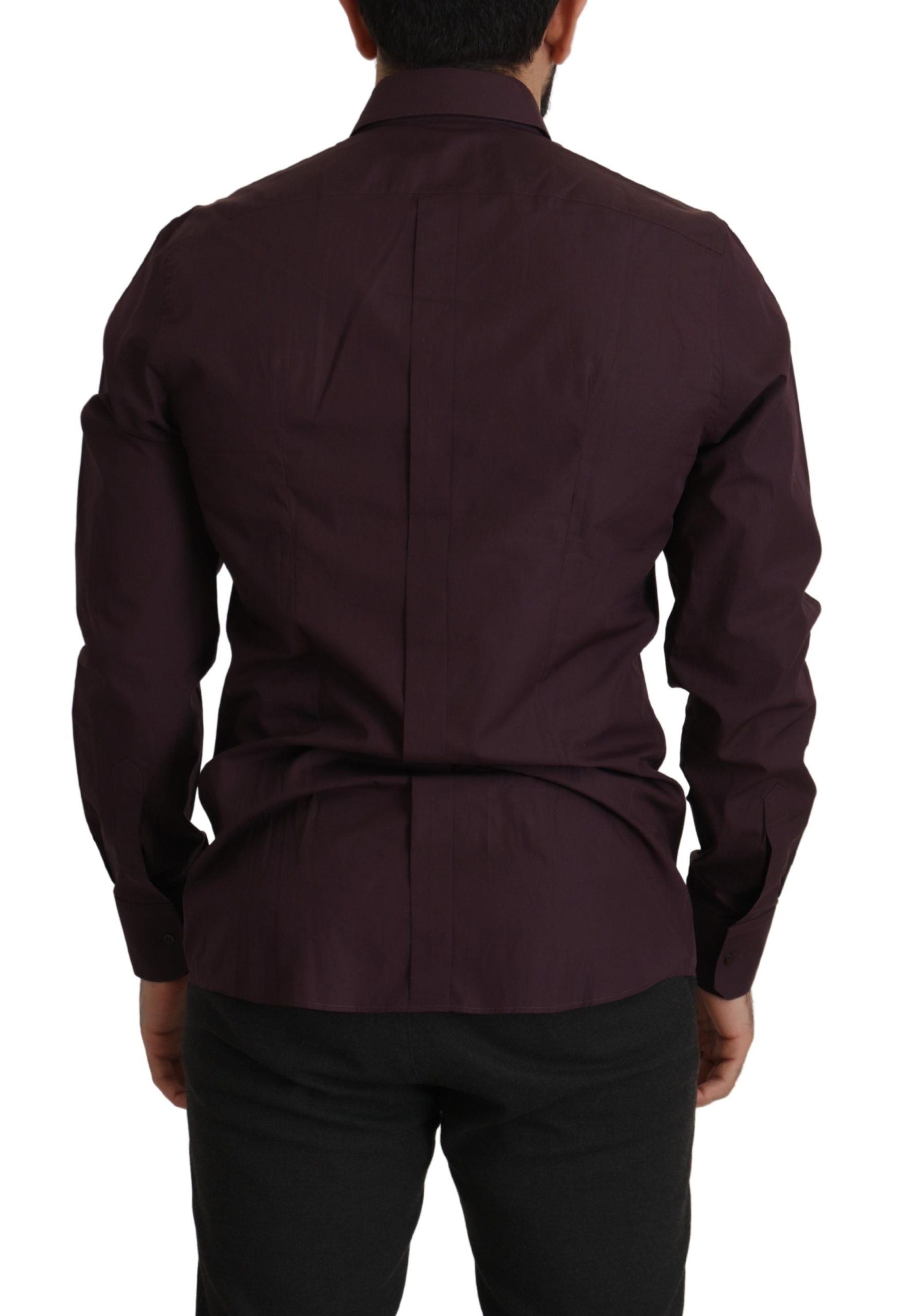 Dolce & Gabbana Purple Cotton GOLD Slim Fit Shirt