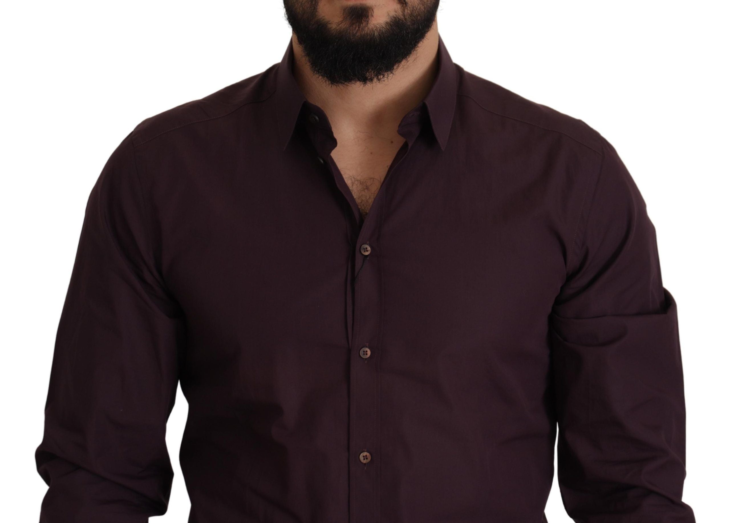 Dolce & Gabbana Purple Cotton GOLD Slim Fit Shirt