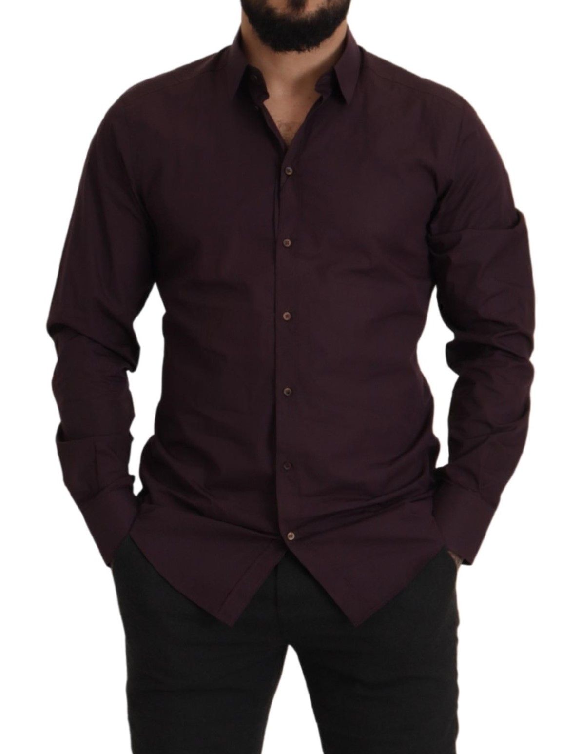 Dolce & Gabbana Purple Cotton GOLD Slim Fit Shirt