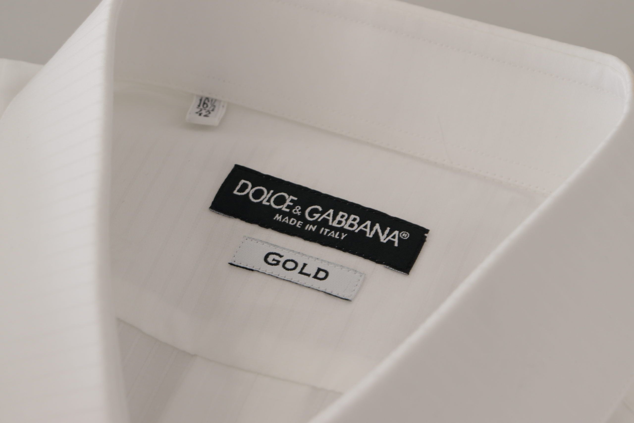 Бяла тънка памучна официална риза Dolce & Gabbana