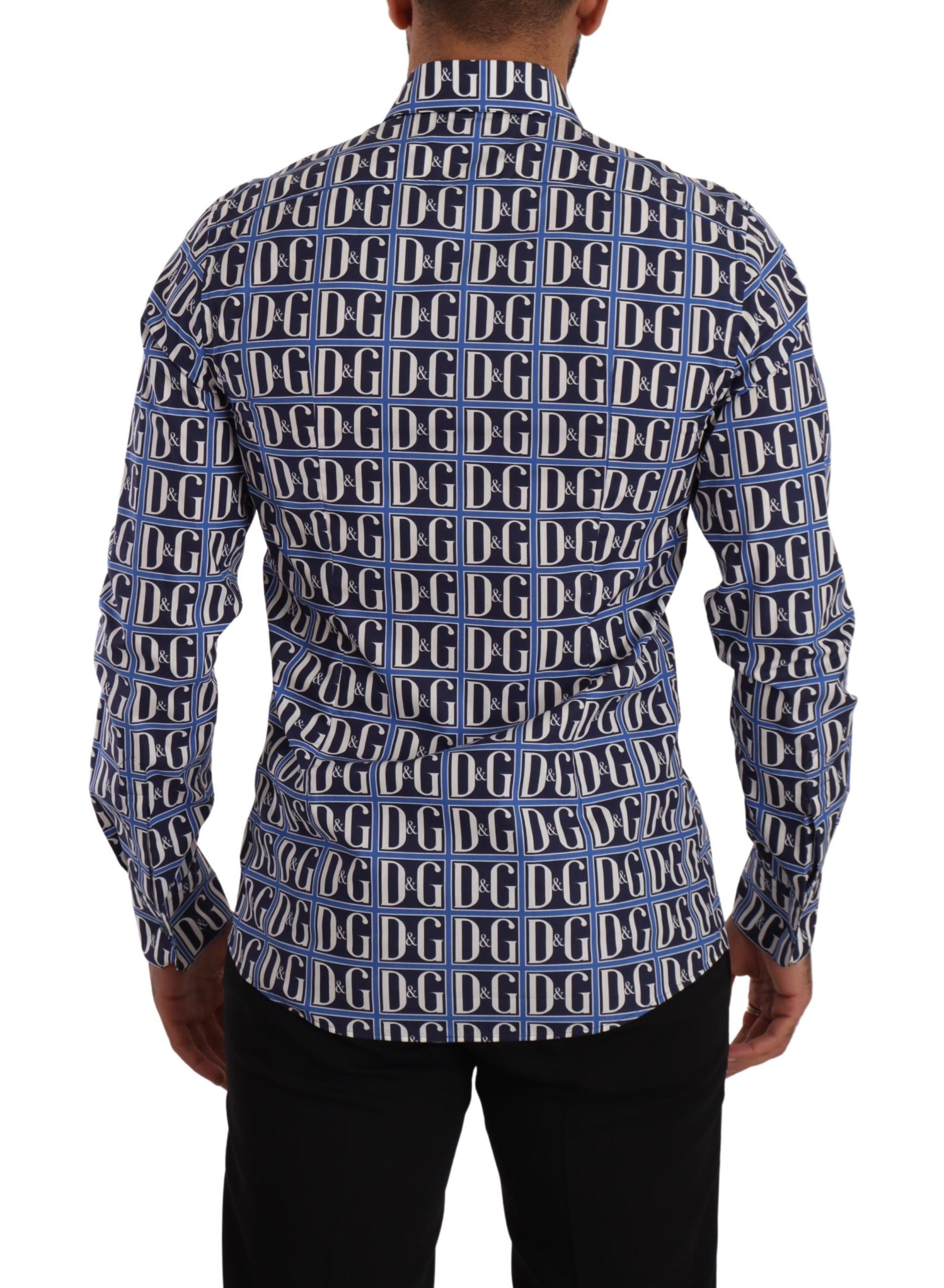 Dolce & Gabbana Blue Logo Mania Slim Fit памучна риза