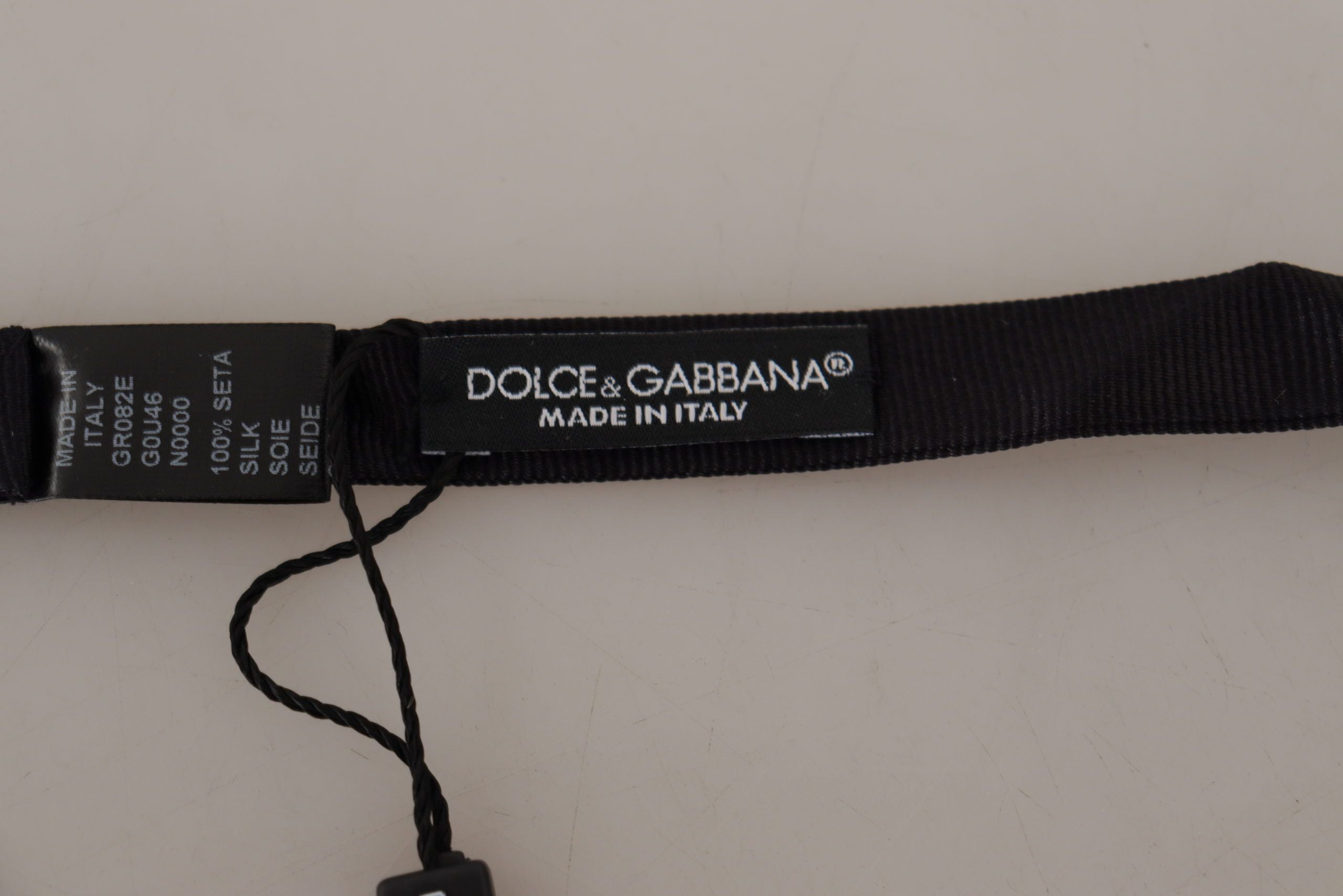 Dolce & Gabbana черна папийонка от 100% коприна с регулируемо деколте