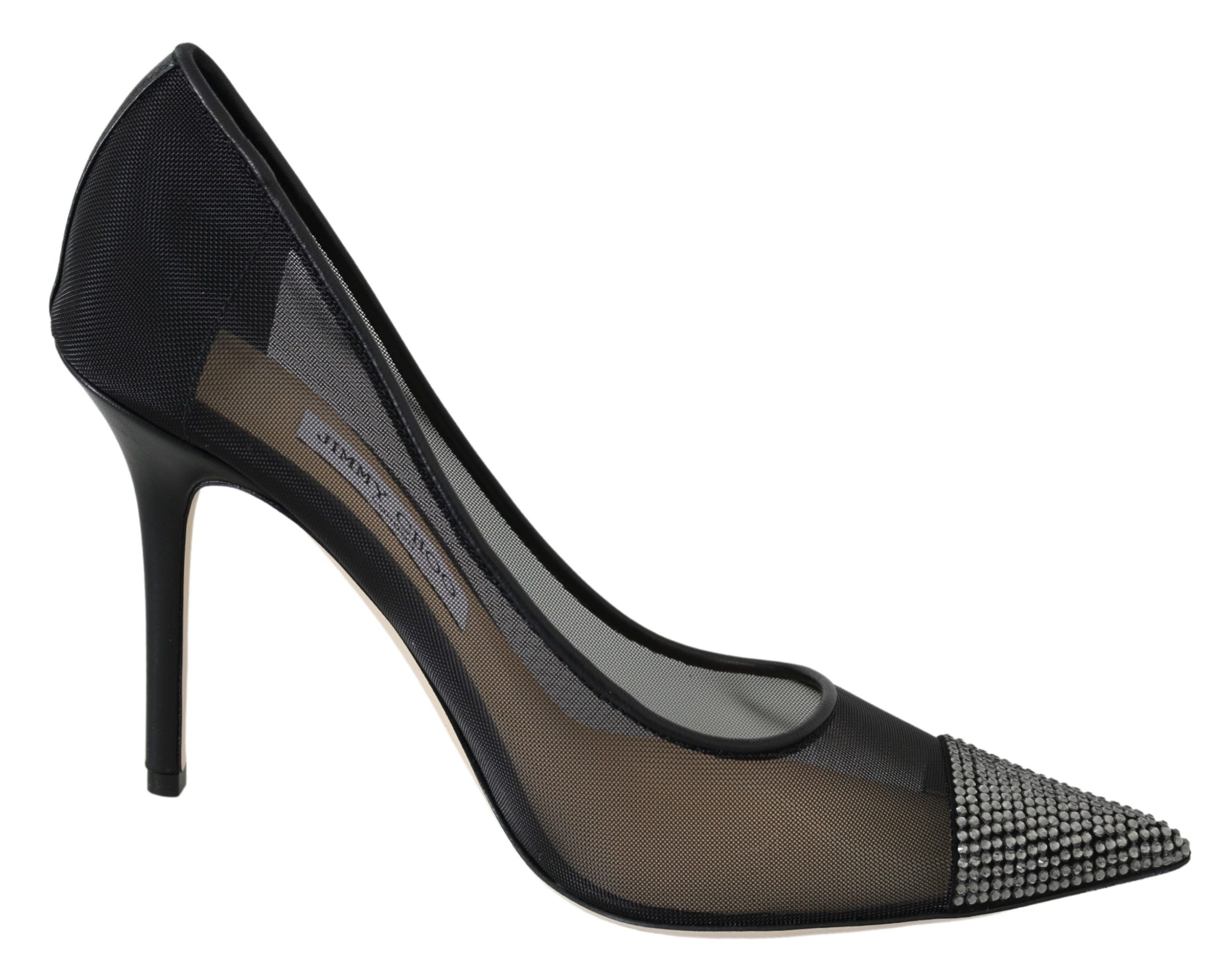 Черни мрежести обувки Jimmy Choo Amika 85 Diamond Pumps