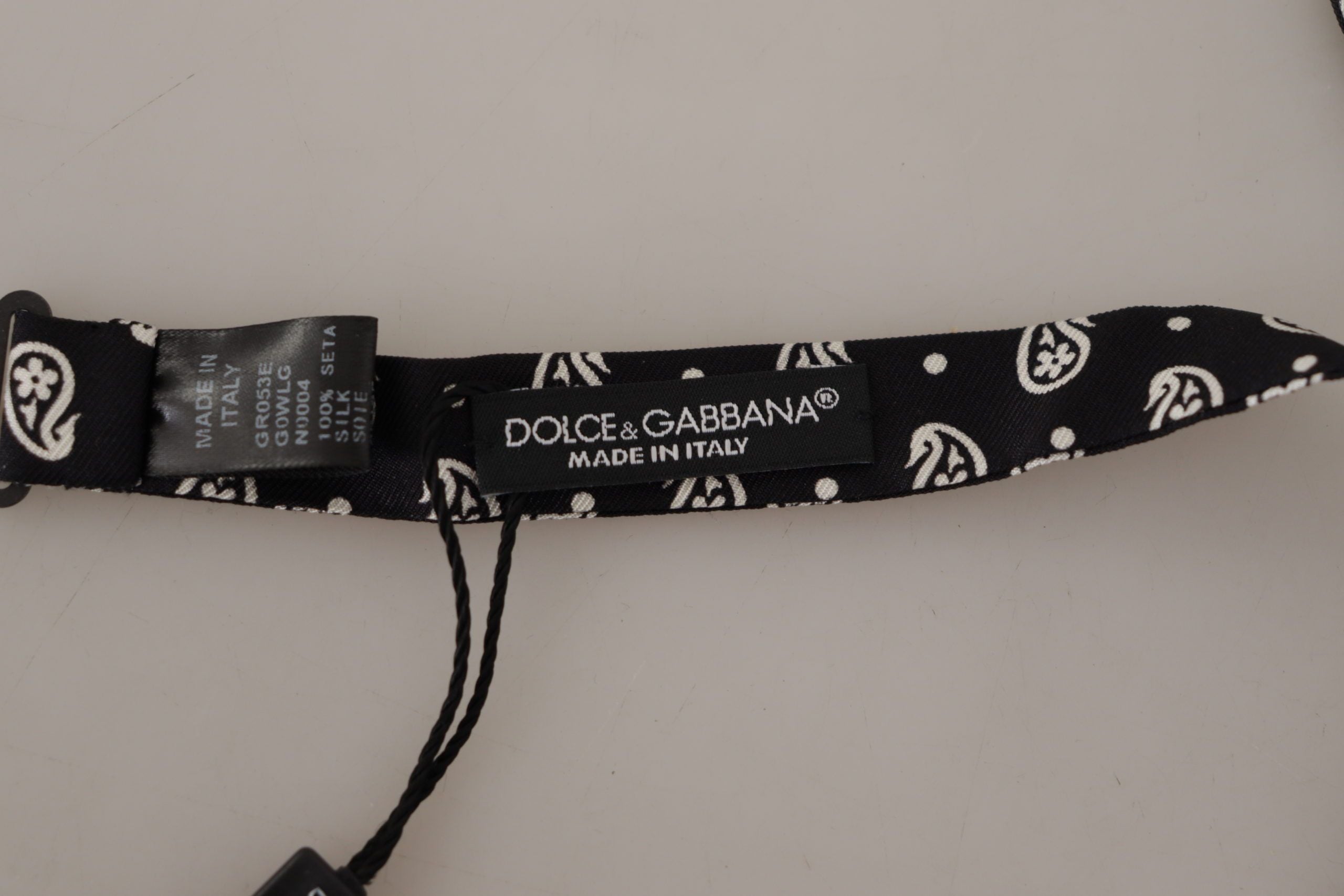 Dolce & Gabbana Black Fantasy Pattern Papillon папионка с регулируемо деколте