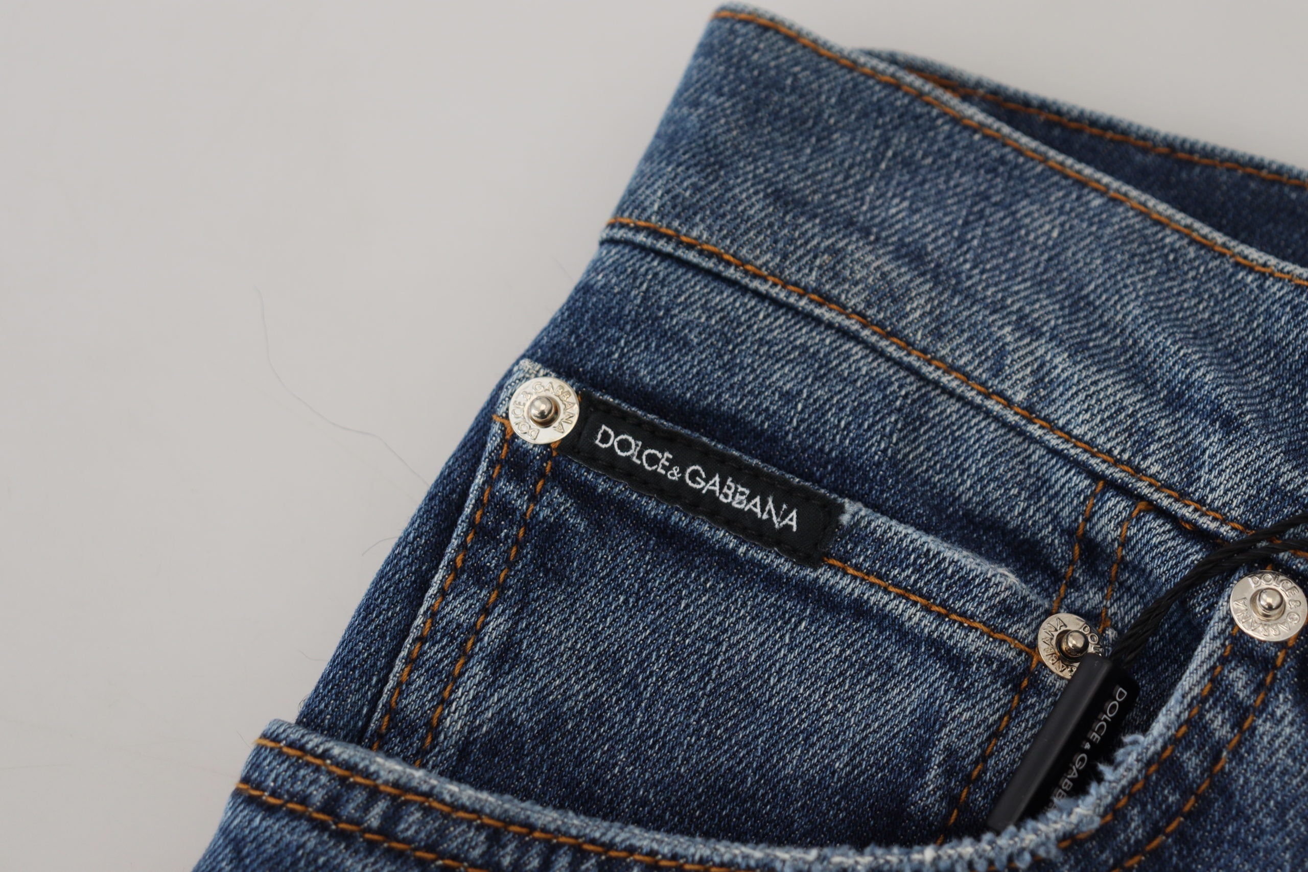 Dolce & Gabbana Тесни дънки със син кариран гръб