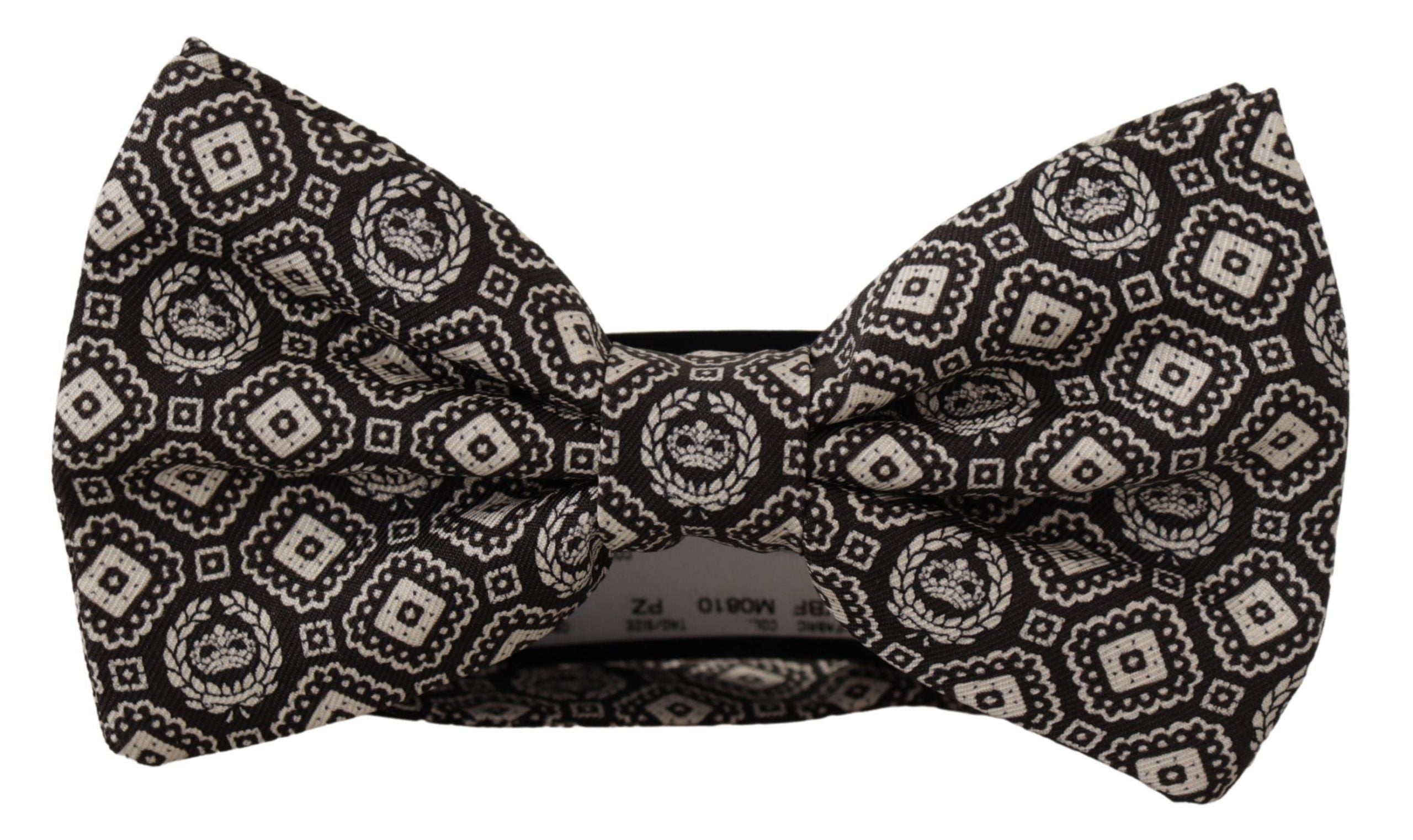 Dolce & Gabbana Black Fantasy Pattern Papillon папионка с регулируемо деколте