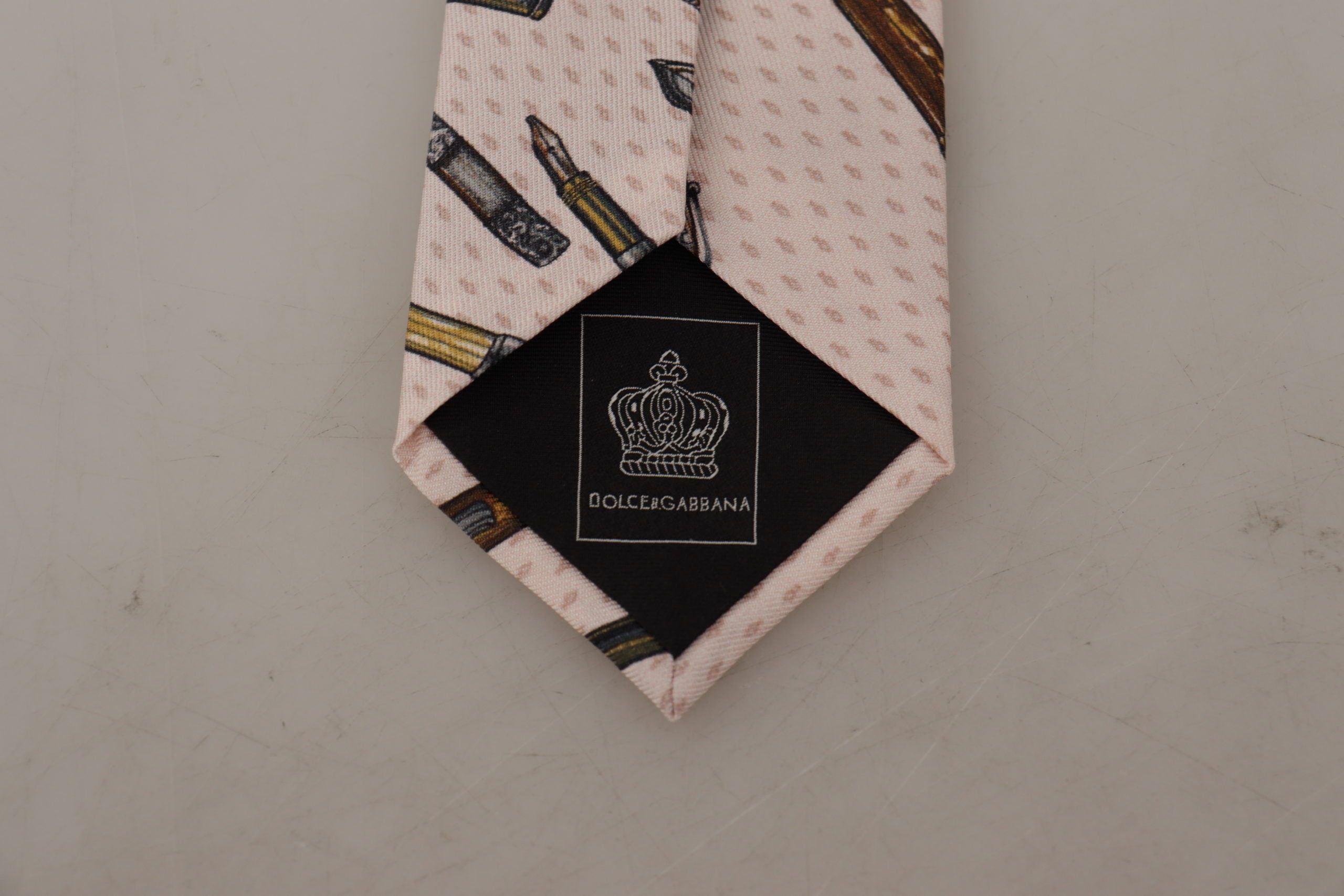 Dolce & Gabbana Pink Pen Dots Print 100% копринен аксесоар с регулируема вратовръзка