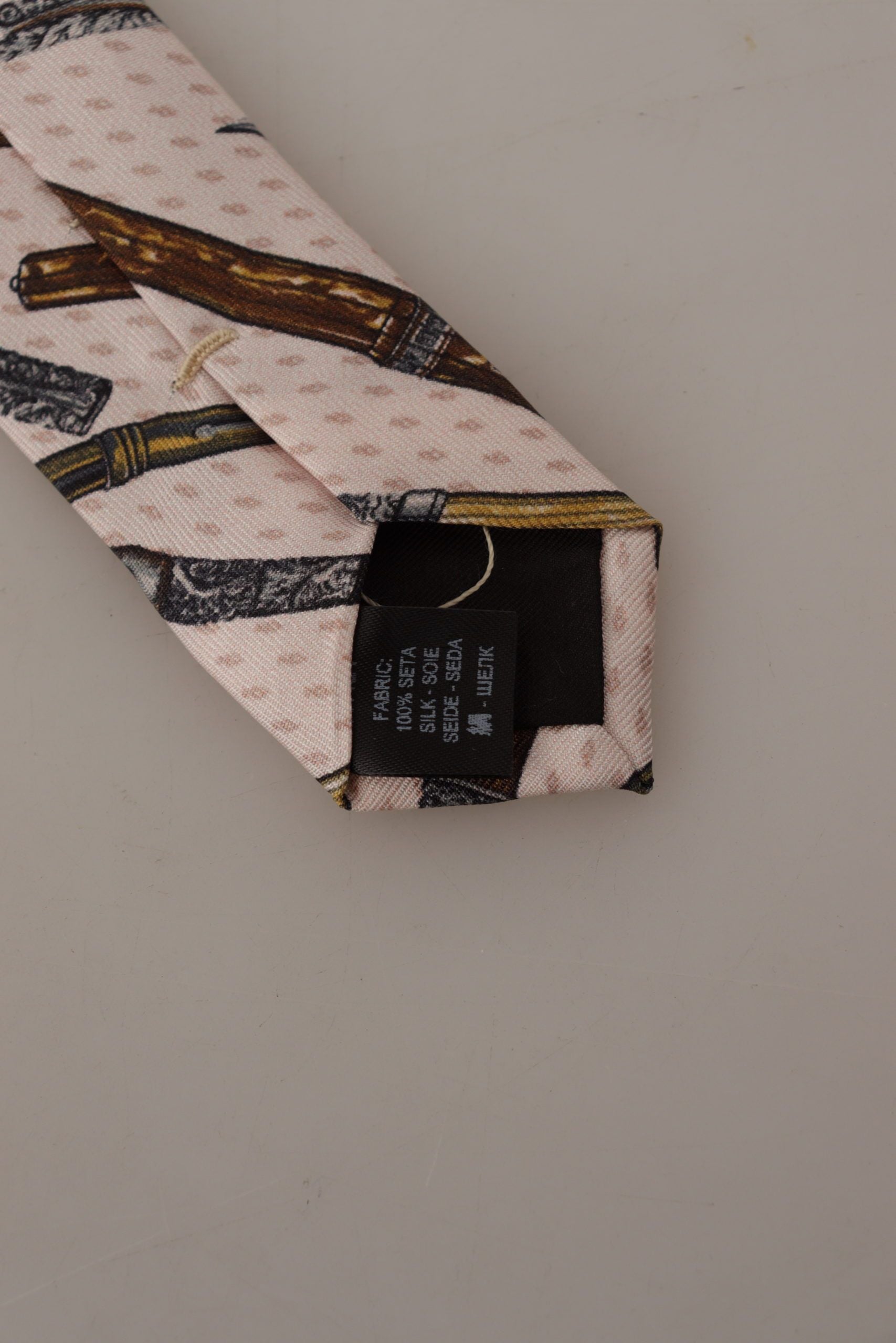 Dolce & Gabbana Pink Pen Dots Print 100% копринен аксесоар с регулируема вратовръзка
